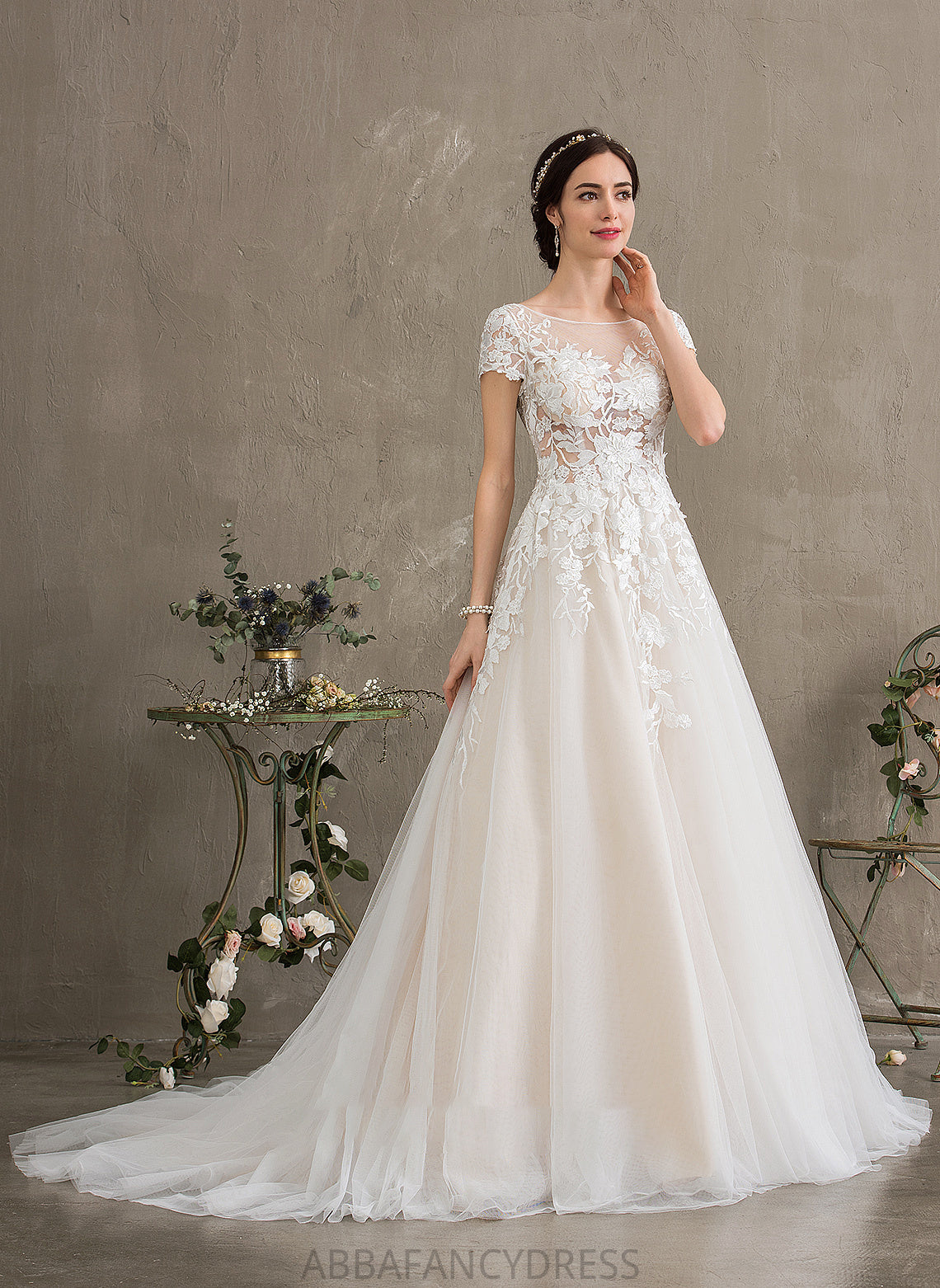 Dress Train Illusion Wedding Parker Tulle Wedding Dresses Ball-Gown/Princess Court