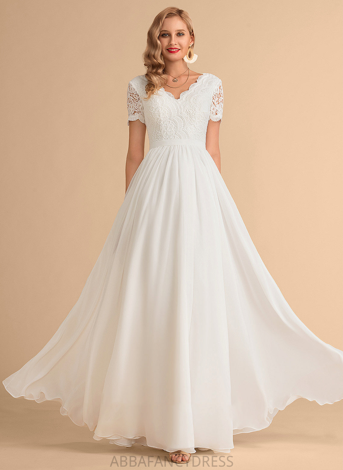 Wedding V-neck Alexandra Wedding Dresses Dress A-Line Lace Chiffon Floor-Length