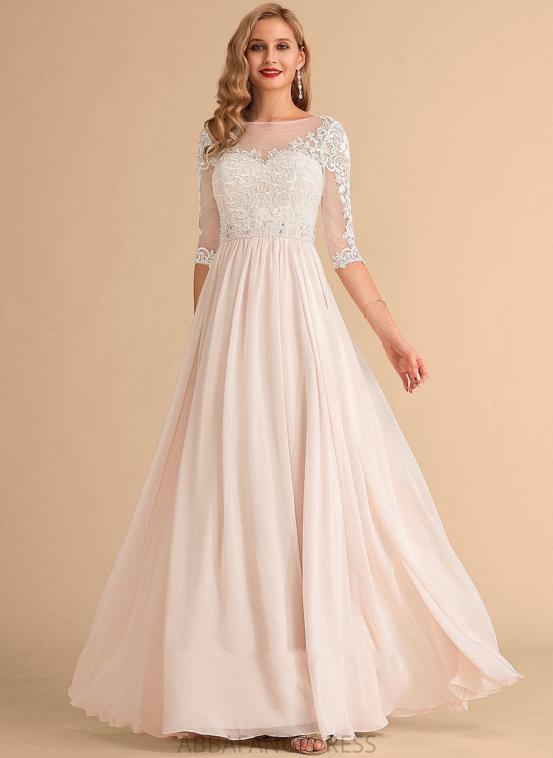 Chiffon Wedding Dresses Sequins Lace Dress Illusion With A-Line Nicole Beading Floor-Length Wedding