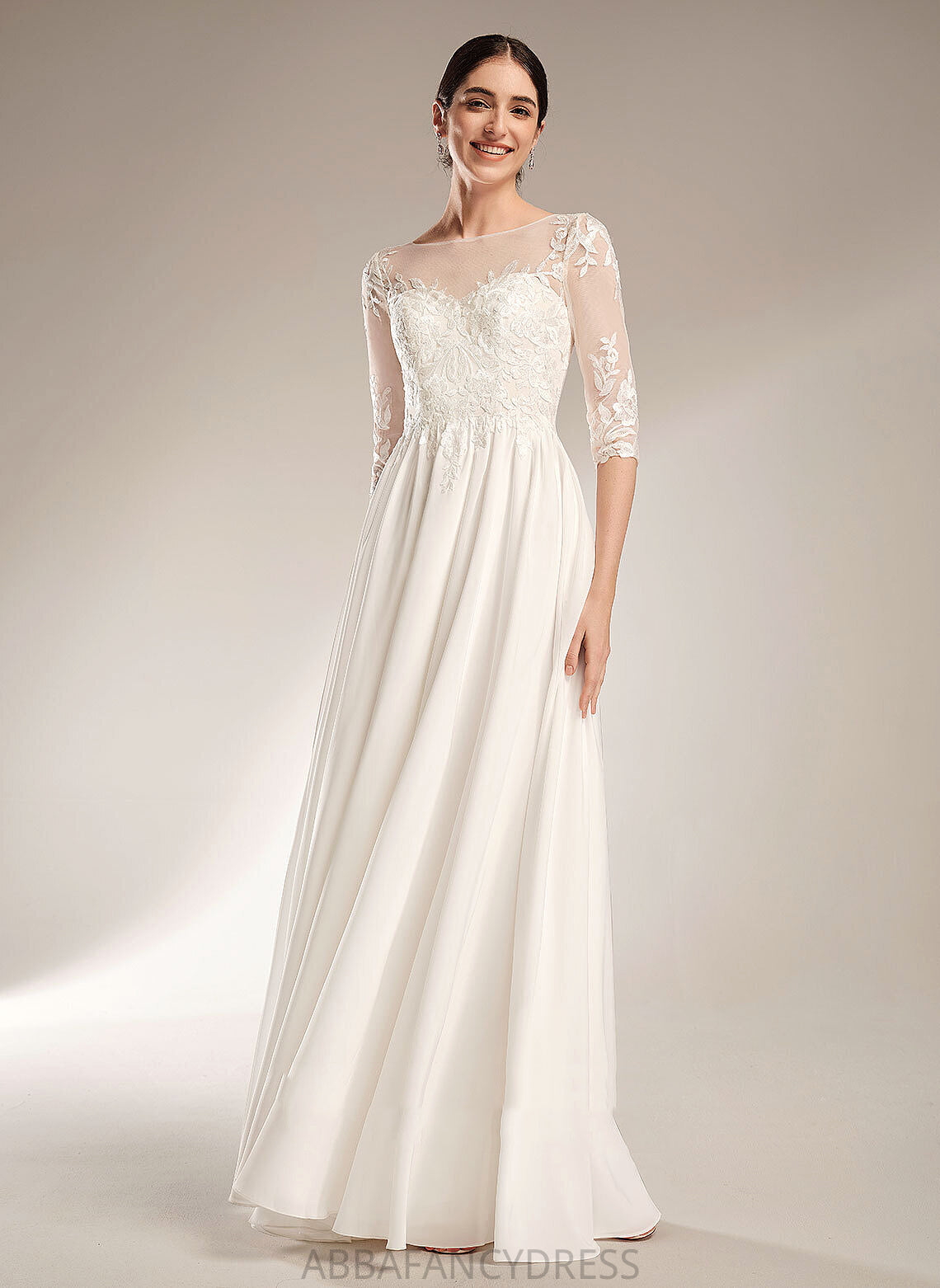 Sweep Dress Chiffon Train Sequins Illusion Maddison Wedding Dresses Wedding With A-Line