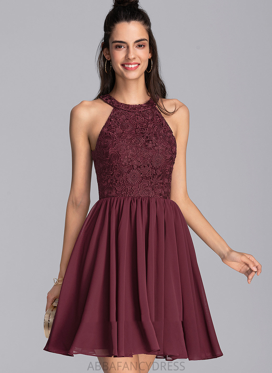 With Dress Lace Madeleine Short/Mini Neck A-Line Homecoming Dresses Chiffon Scoop Homecoming