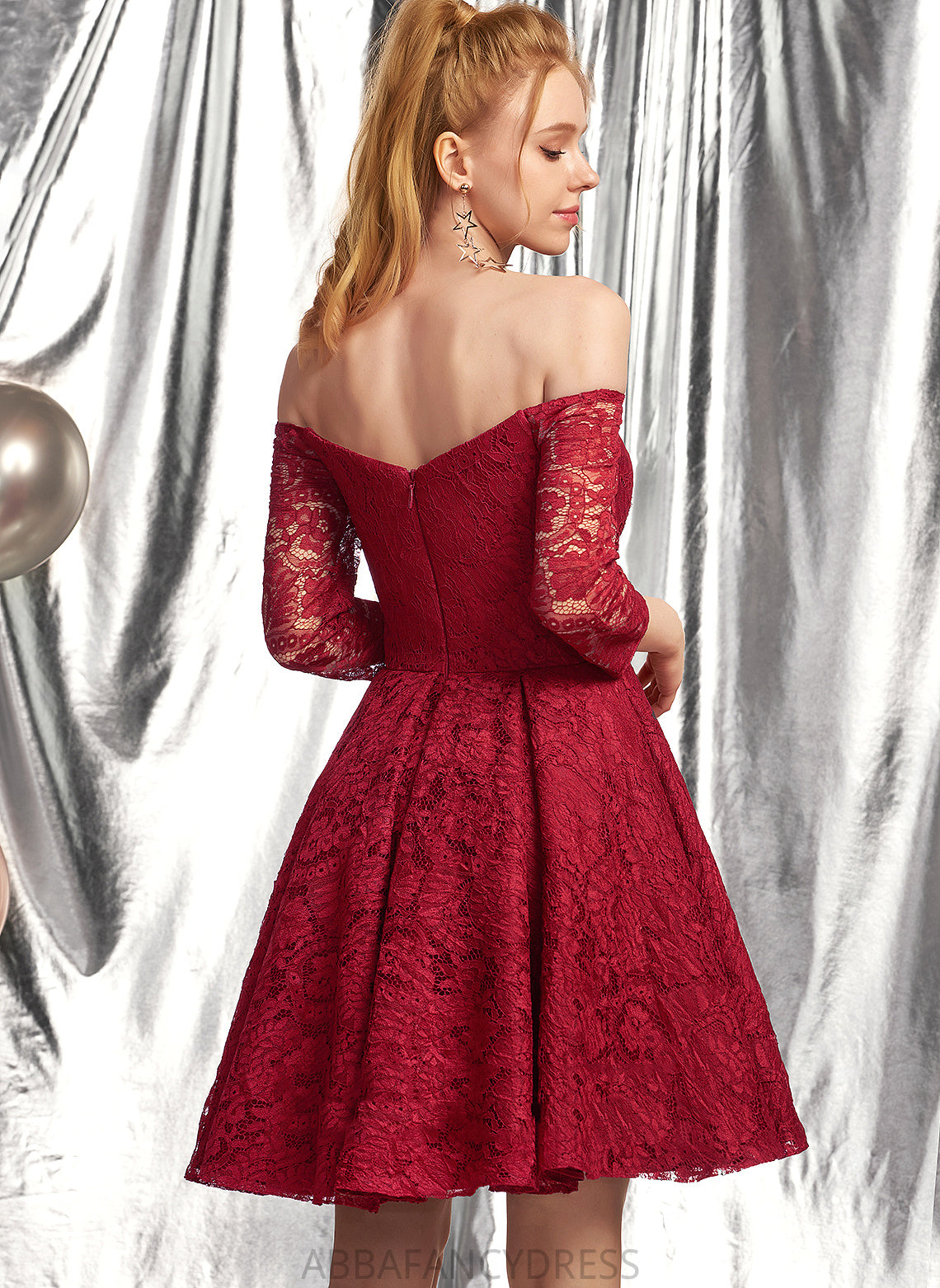 Lace Ruffle Homecoming Dresses With Off-the-Shoulder Dress Short/Mini Homecoming A-Line Jenna