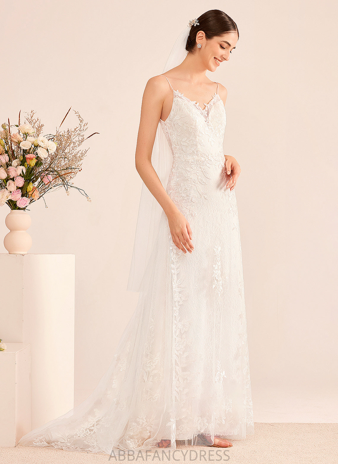 With V-neck Court Wedding Dresses Wedding A-Line Train Nyla Sequins Dress