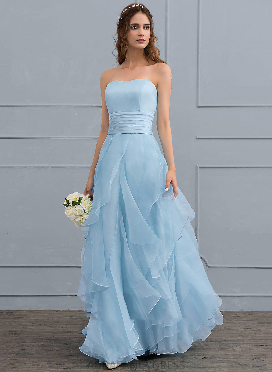 Dress Organza Aaliyah Ruffles With Floor-Length A-Line Cascading Wedding Wedding Dresses Sweetheart