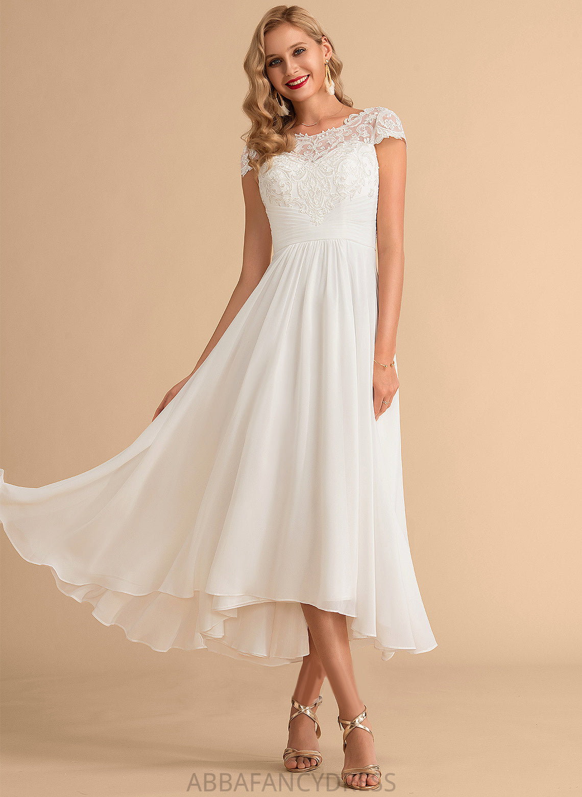 Asymmetrical Dress India Scoop Wedding Wedding Dresses A-Line Neck Chiffon Lace