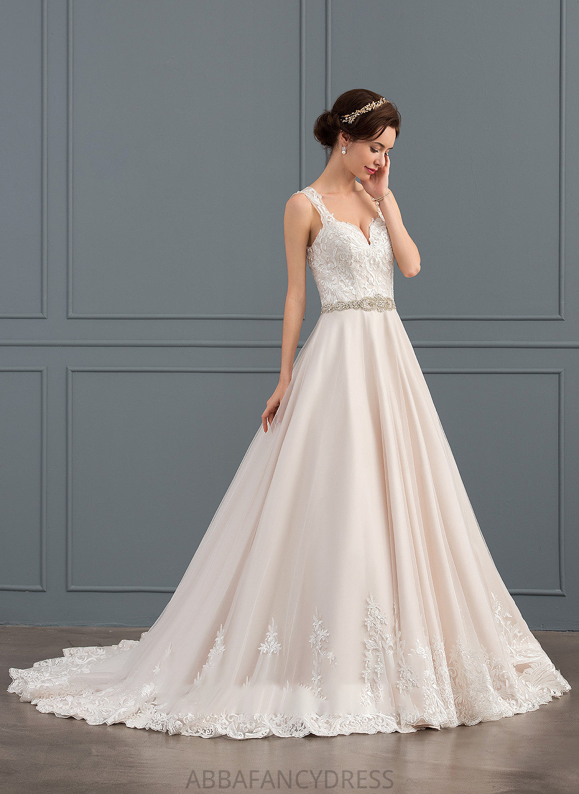 Ball-Gown/Princess Wedding Dresses Train Dress With Tulle Beading Wedding Lace Aliza Sweetheart Court