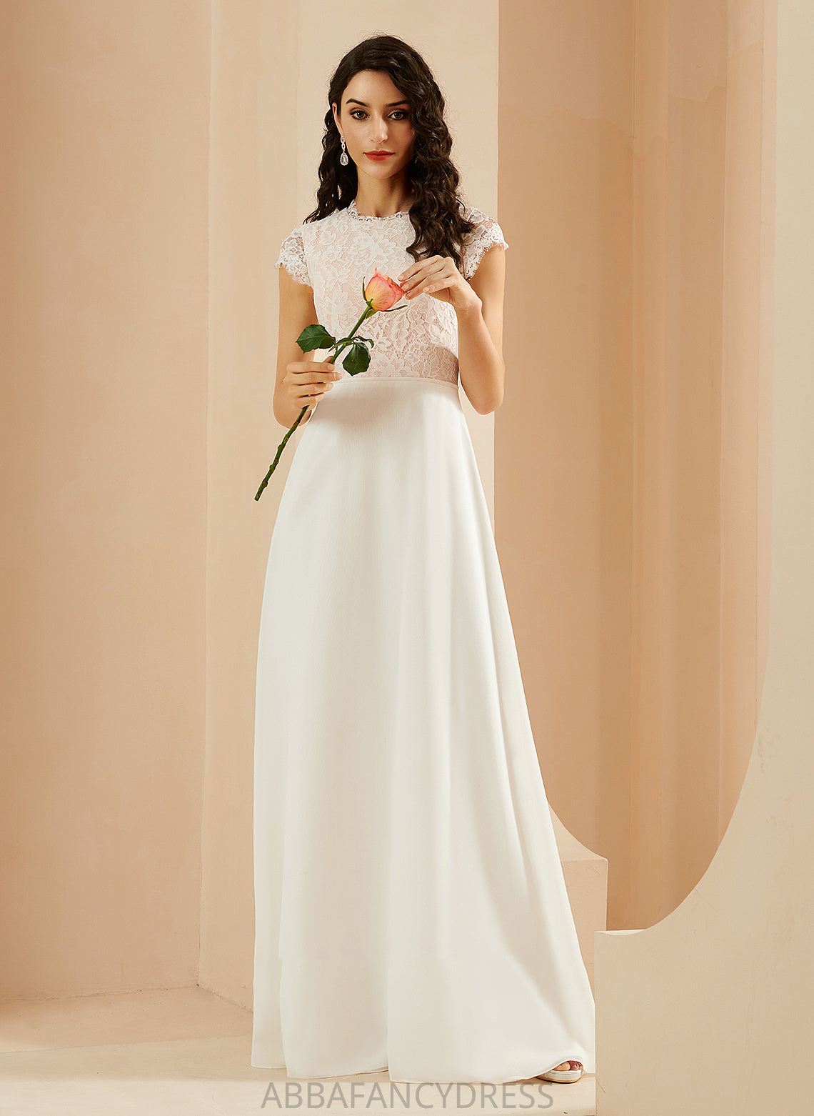 Neck Wedding Floor-Length Dress A-Line Lace Helen Scoop Wedding Dresses With