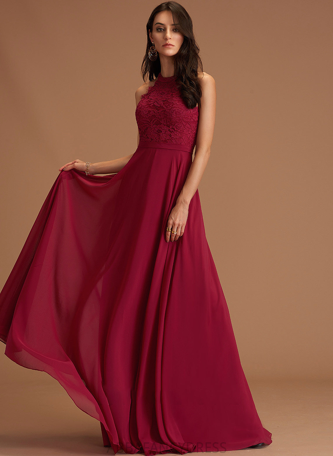 Length Silhouette Fabric Floor-Length Embellishment Neckline ScoopNeck A-Line Lace Jade Trumpet/Mermaid Natural Waist