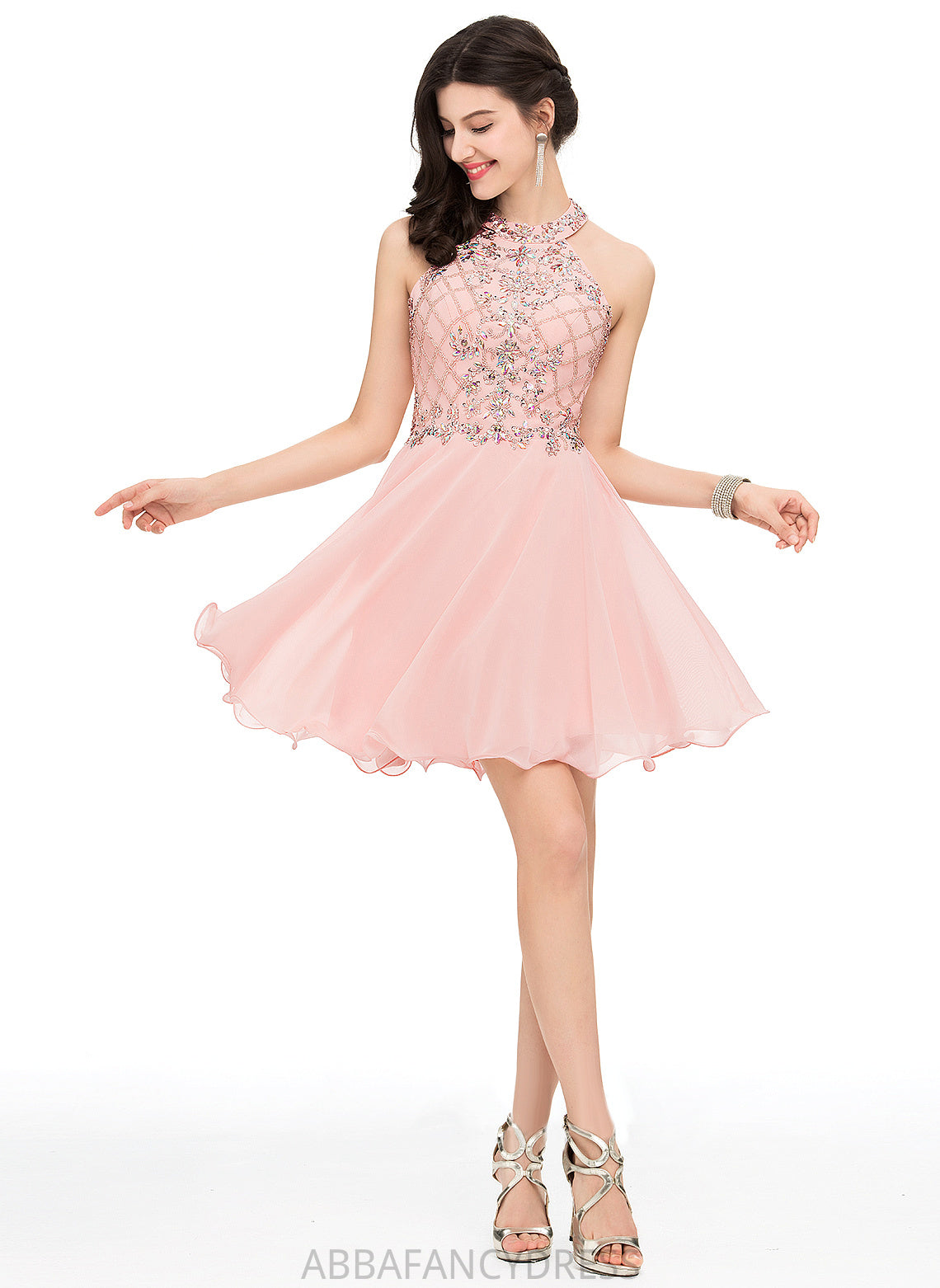 With A-Line Joselyn Homecoming Scoop Homecoming Dresses Dress Neck Beading Sequins Short/Mini Chiffon