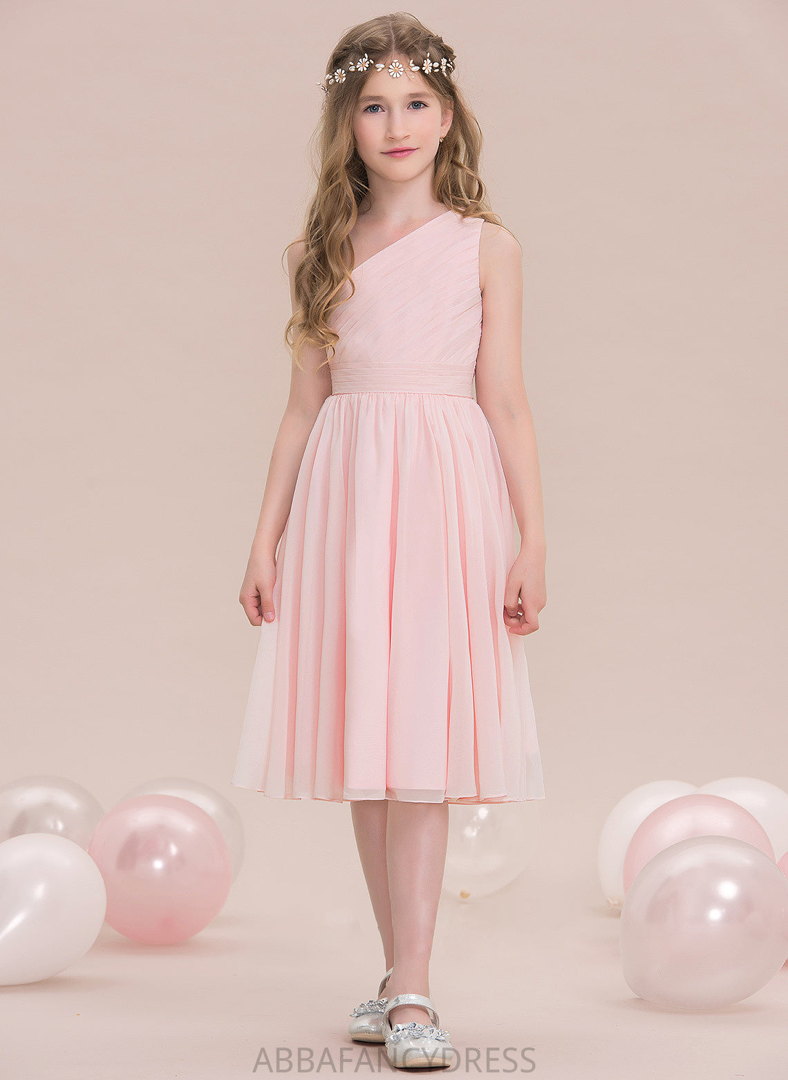 Chiffon With Junior Bridesmaid Dresses Knee-Length One-Shoulder Ruffle A-Line Stella