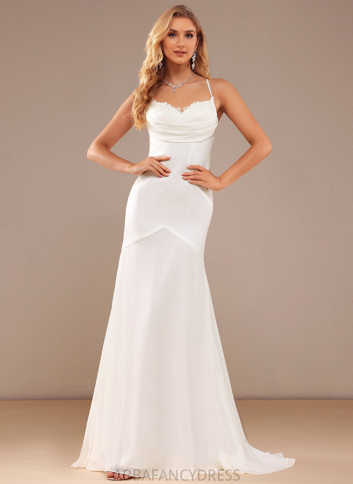 Wedding Dresses Sweep Trumpet/Mermaid Train Lace Dress Wedding With Chiffon Heather V-neck