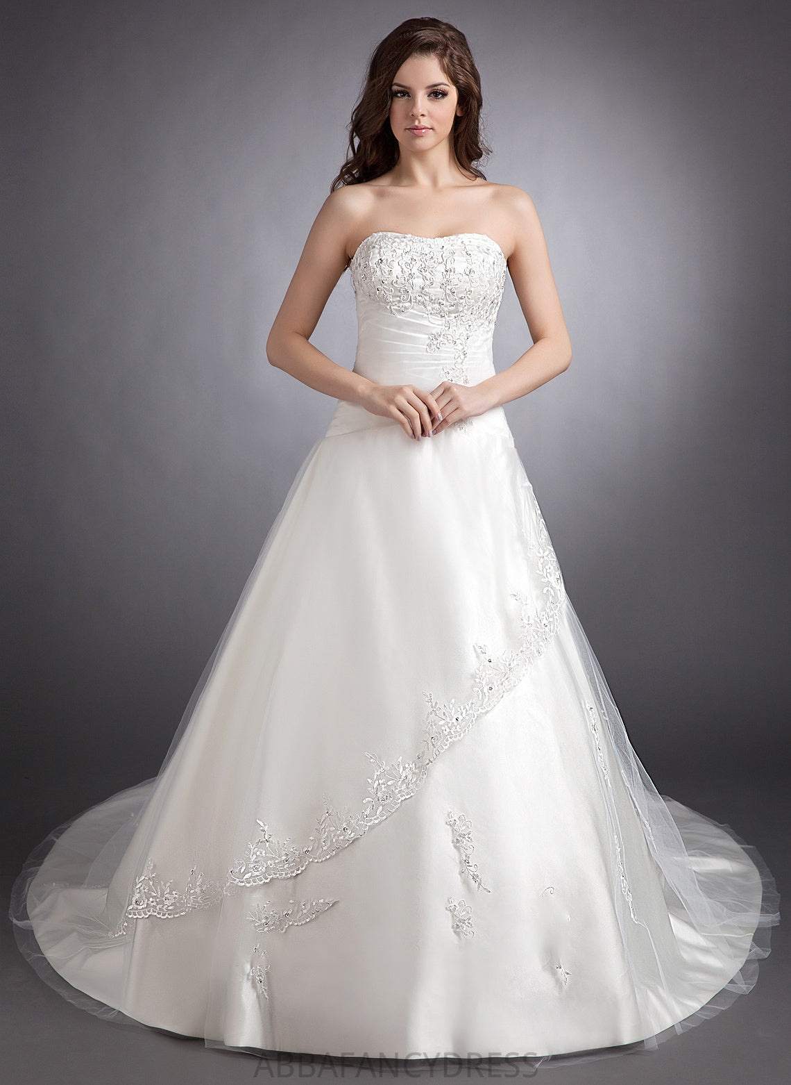 Chapel Sweetheart Dress Lace Cali With Train Wedding Beading Wedding Dresses Ball-Gown/Princess Satin