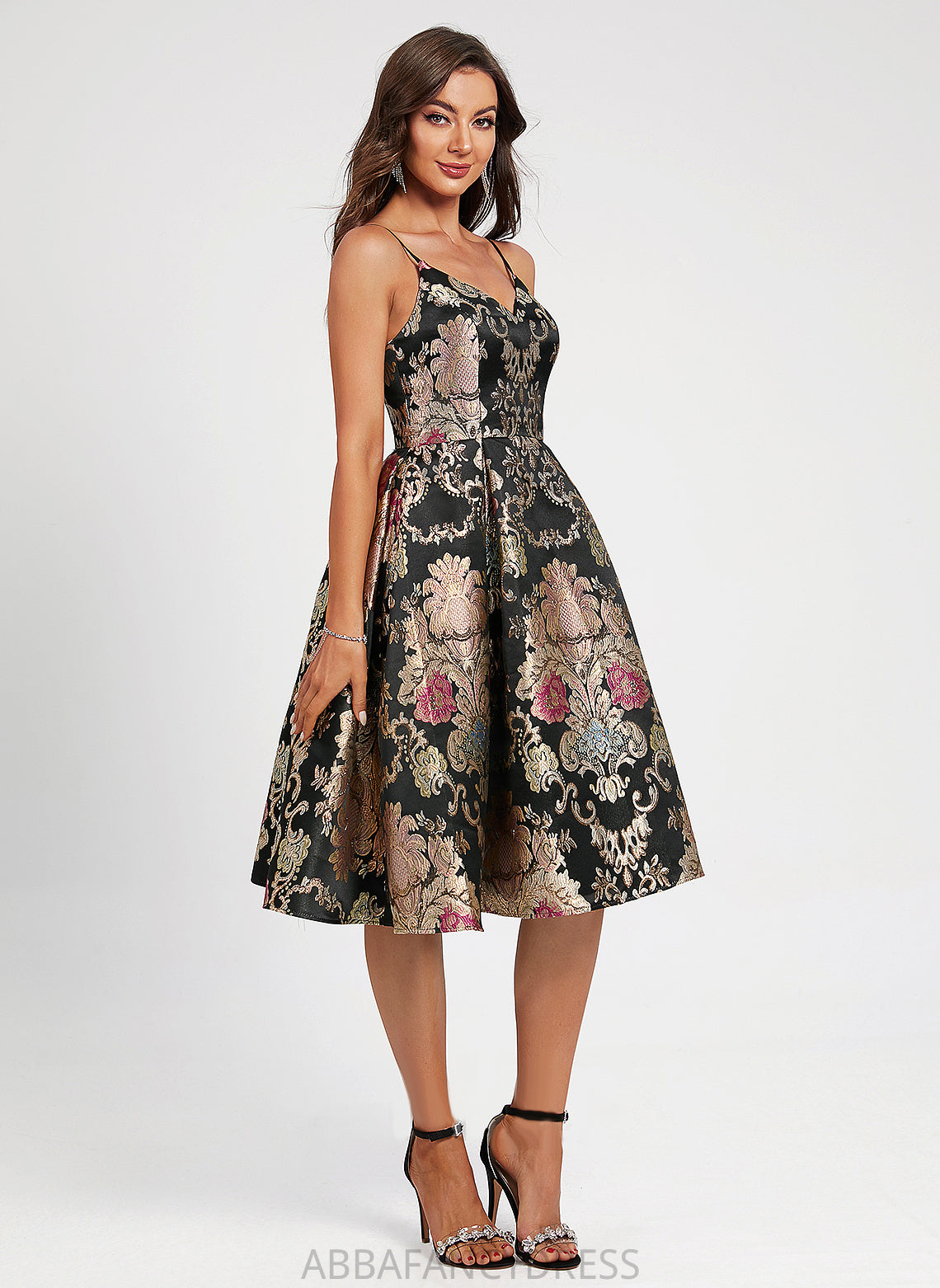 Dress A-Line Lace With Flower(s) Homecoming Karlie Knee-Length V-neck Homecoming Dresses