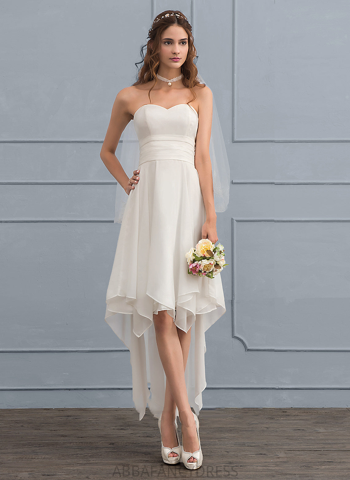 Wedding Dresses Wedding Chiffon Asymmetrical Miriam Dress A-Line With Ruffle Sweetheart