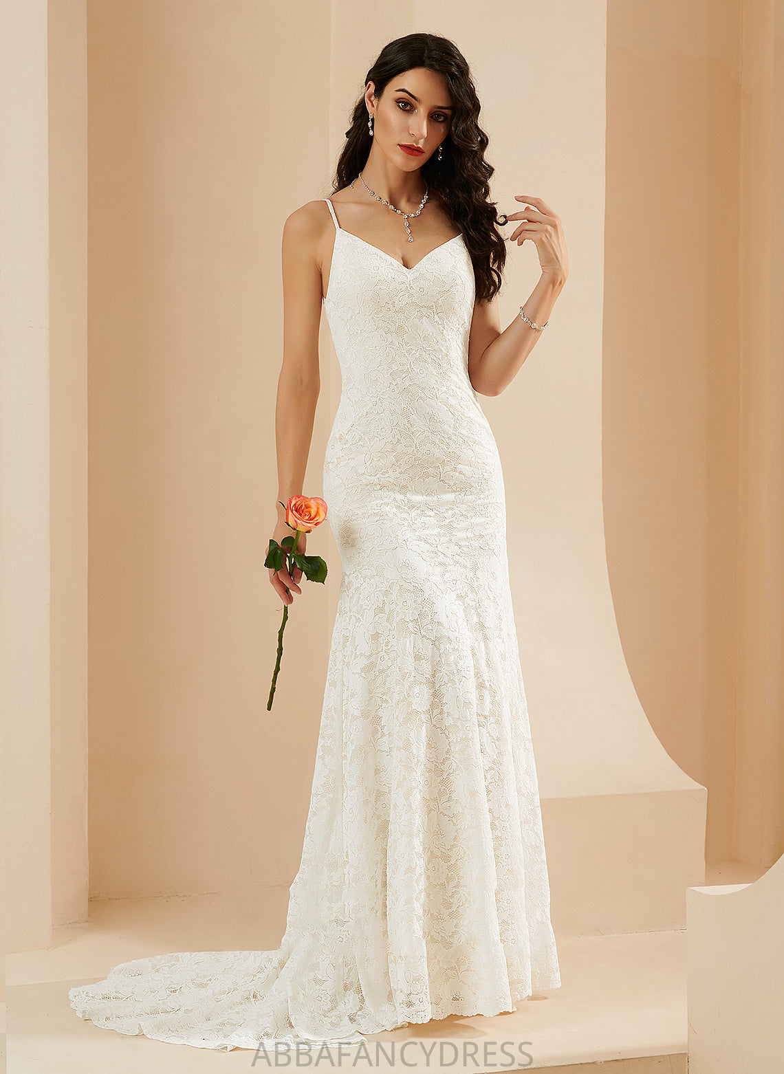 Viviana Wedding Wedding Dresses Train Dress V-neck Lace Trumpet/Mermaid Court