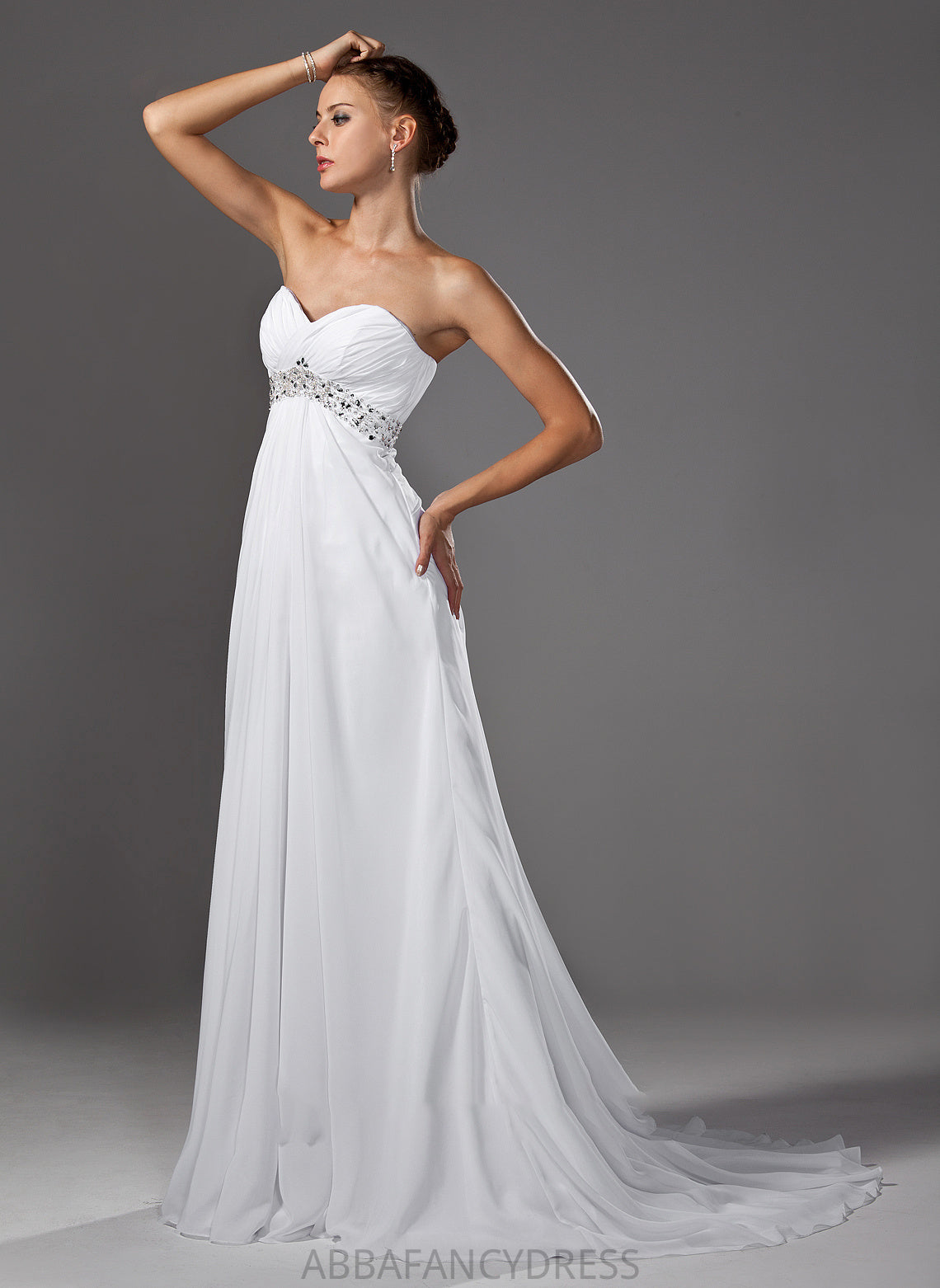 Sweep Empire With Sweetheart Chiffon Wedding Dresses Dress Serenity Beading Wedding Ruffle Train