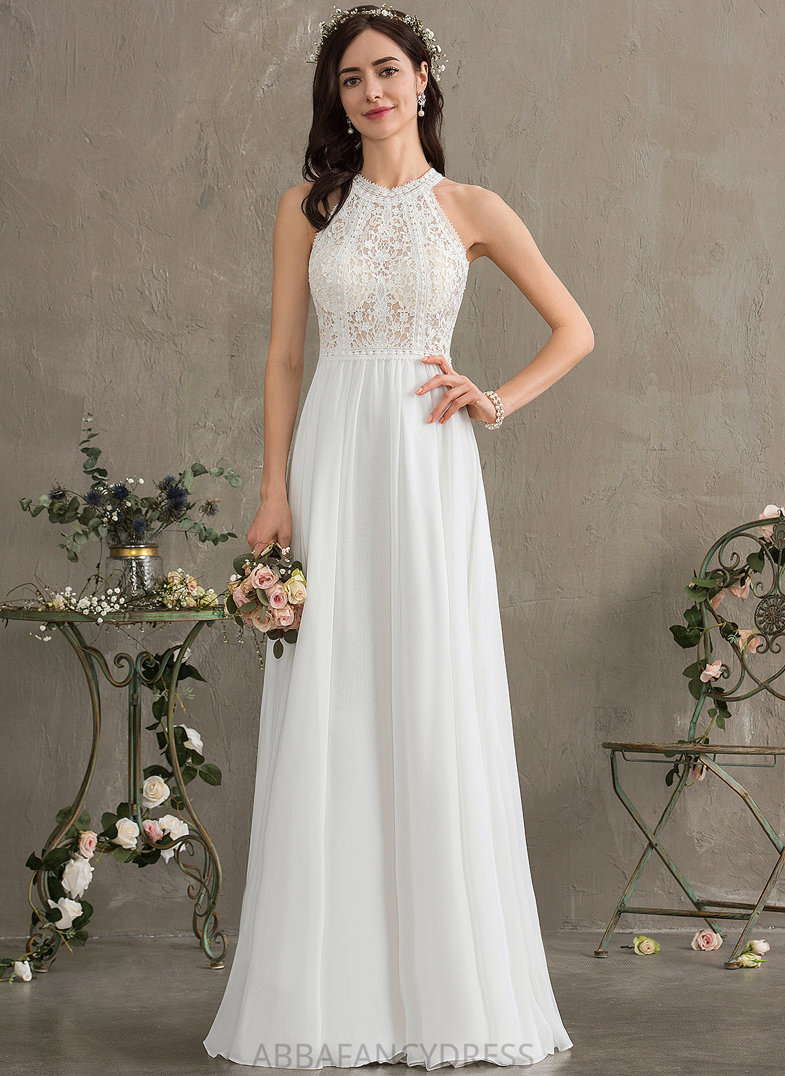 Lace Wedding Chiffon A-Line Marie Floor-Length Wedding Dresses Dress