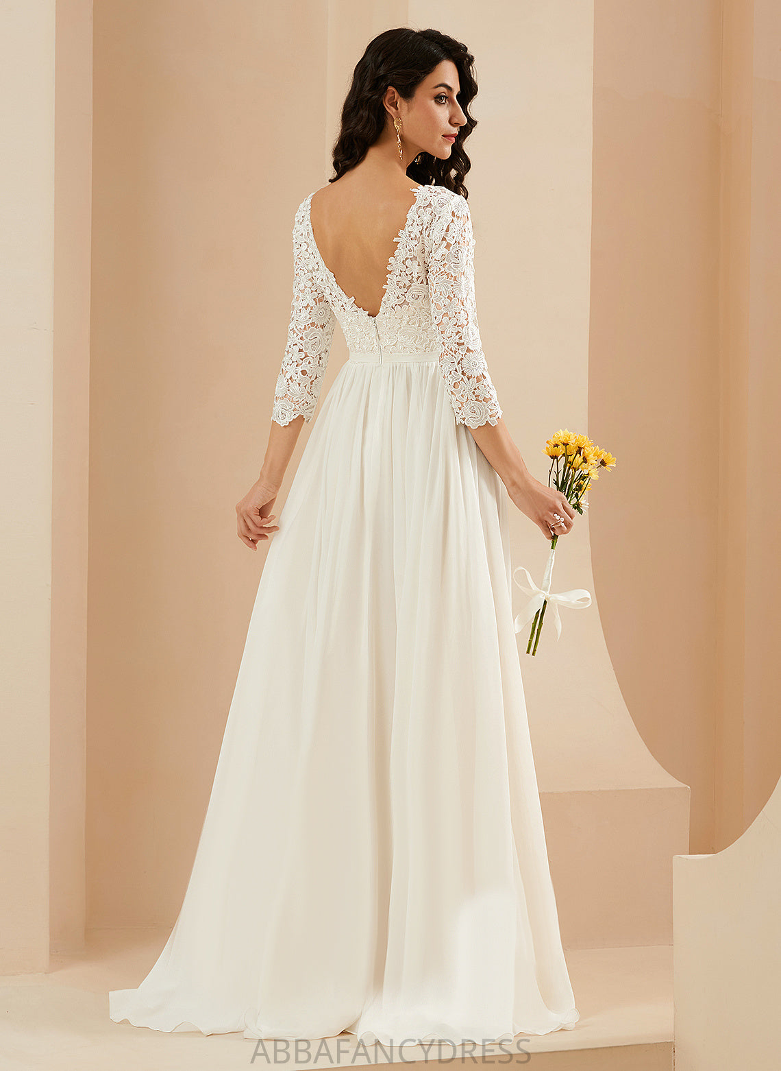 A-Line Train Sweep Wedding Neck Chiffon Lace With Wedding Dresses Dress Avery Scoop