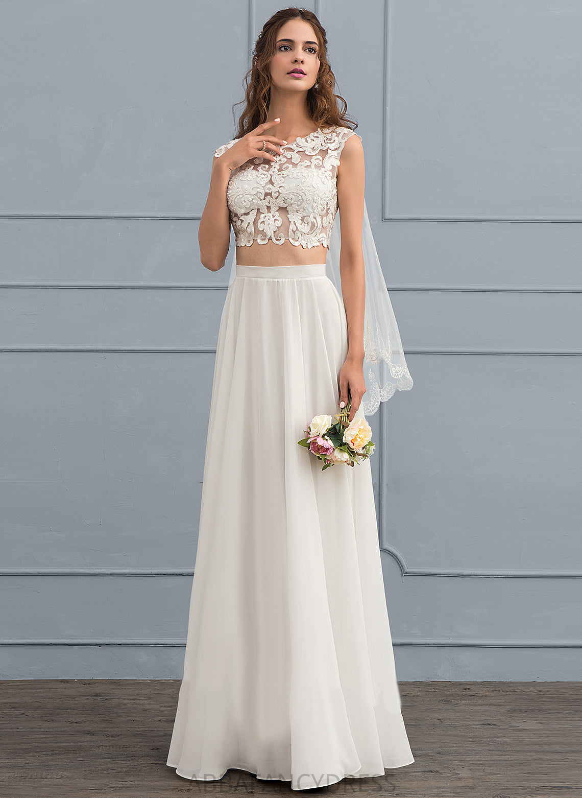 Wedding Dresses Floor-Length Lace A-Line Sequins Dress Beading Neck Scoop Chiffon Sydney With Wedding