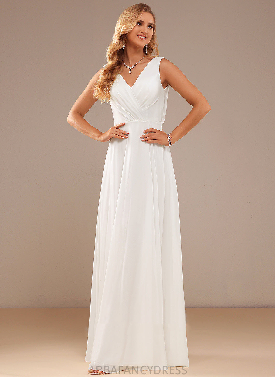 Lace V-neck Floor-Length With Wedding Payton Chiffon Dress A-Line Wedding Dresses