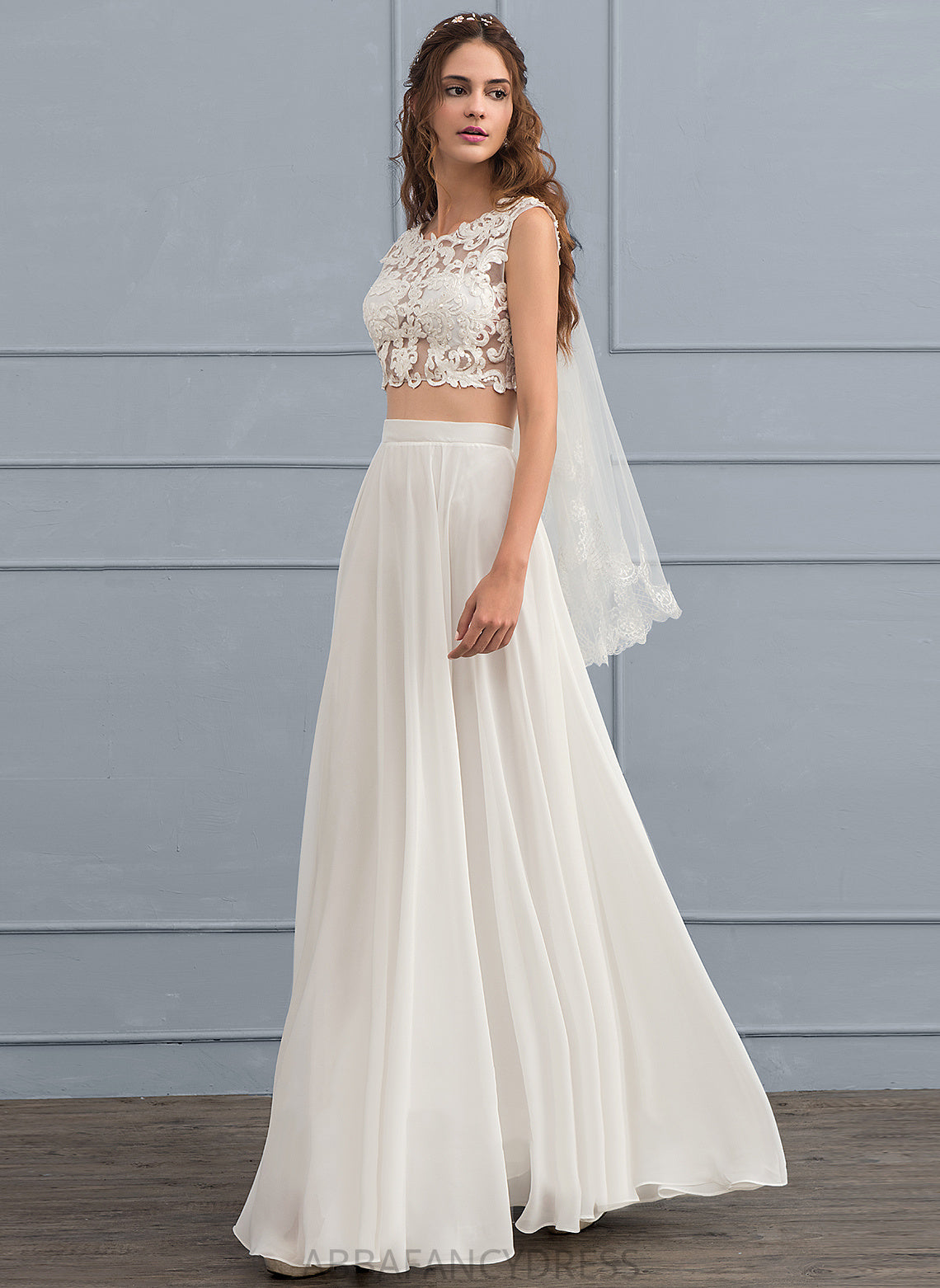 Wedding Dresses Floor-Length Lace A-Line Sequins Dress Beading Neck Scoop Chiffon Sydney With Wedding