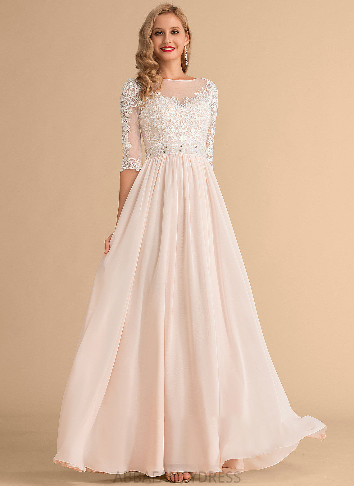 Chiffon Wedding Dresses Sequins Lace Dress Illusion With A-Line Nicole Beading Floor-Length Wedding