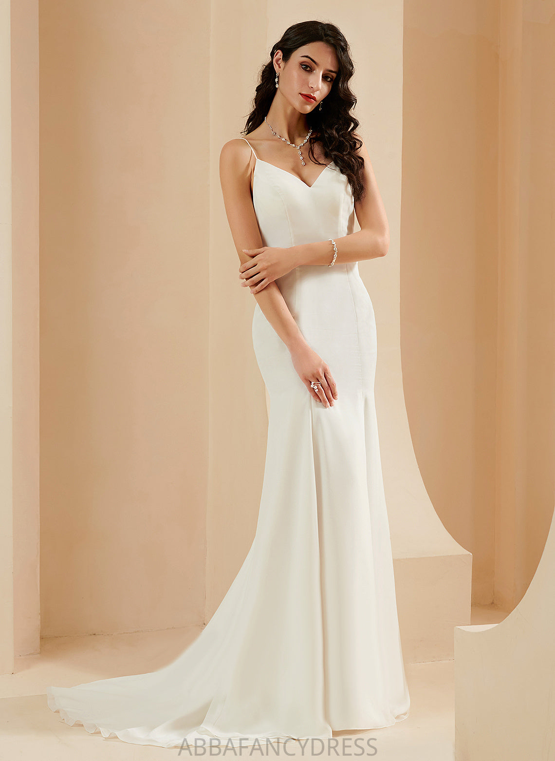 Selah Train V-neck Wedding Dresses Dress Wedding Trumpet/Mermaid Chiffon Court