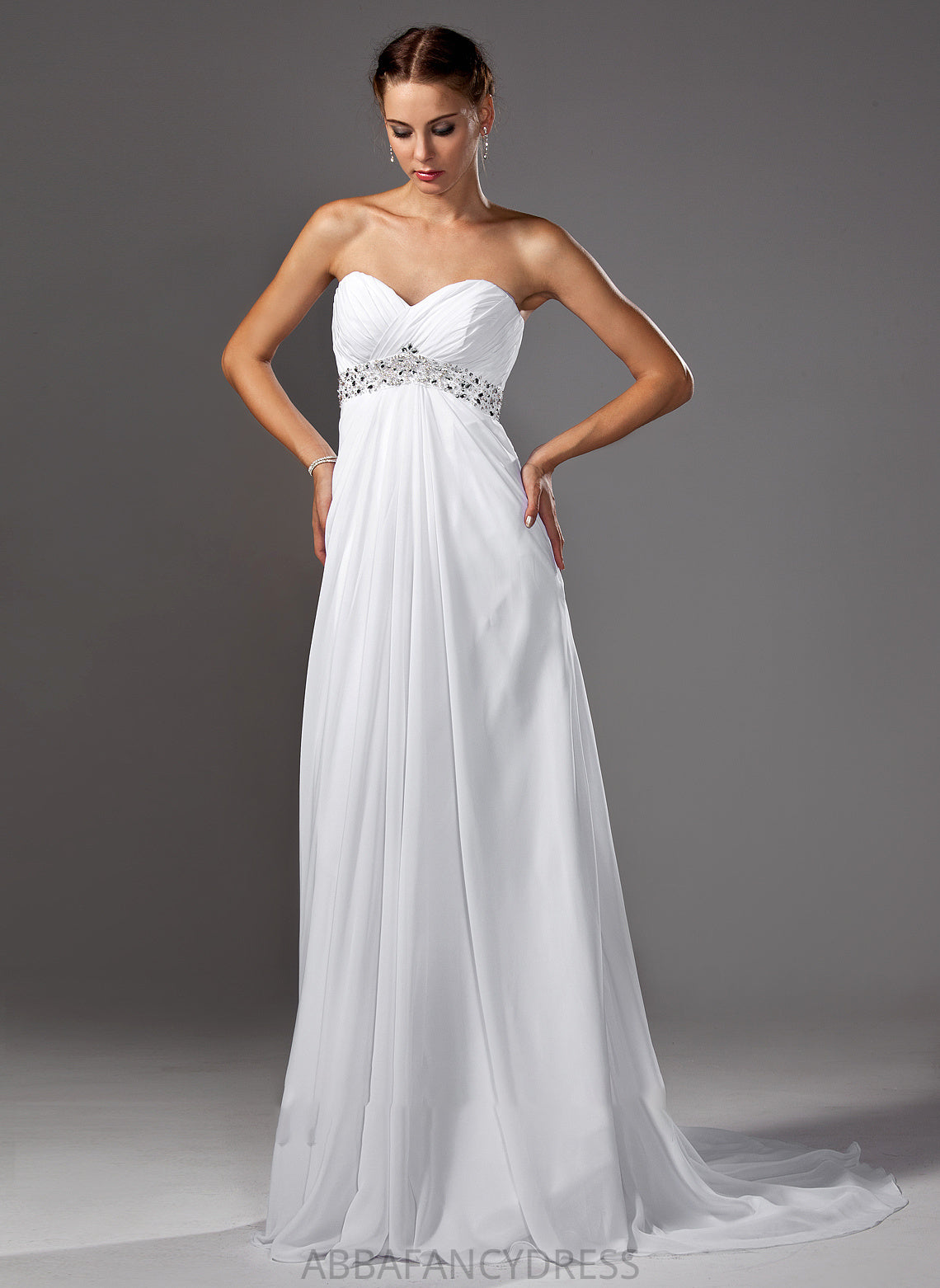 Sweep Empire With Sweetheart Chiffon Wedding Dresses Dress Serenity Beading Wedding Ruffle Train