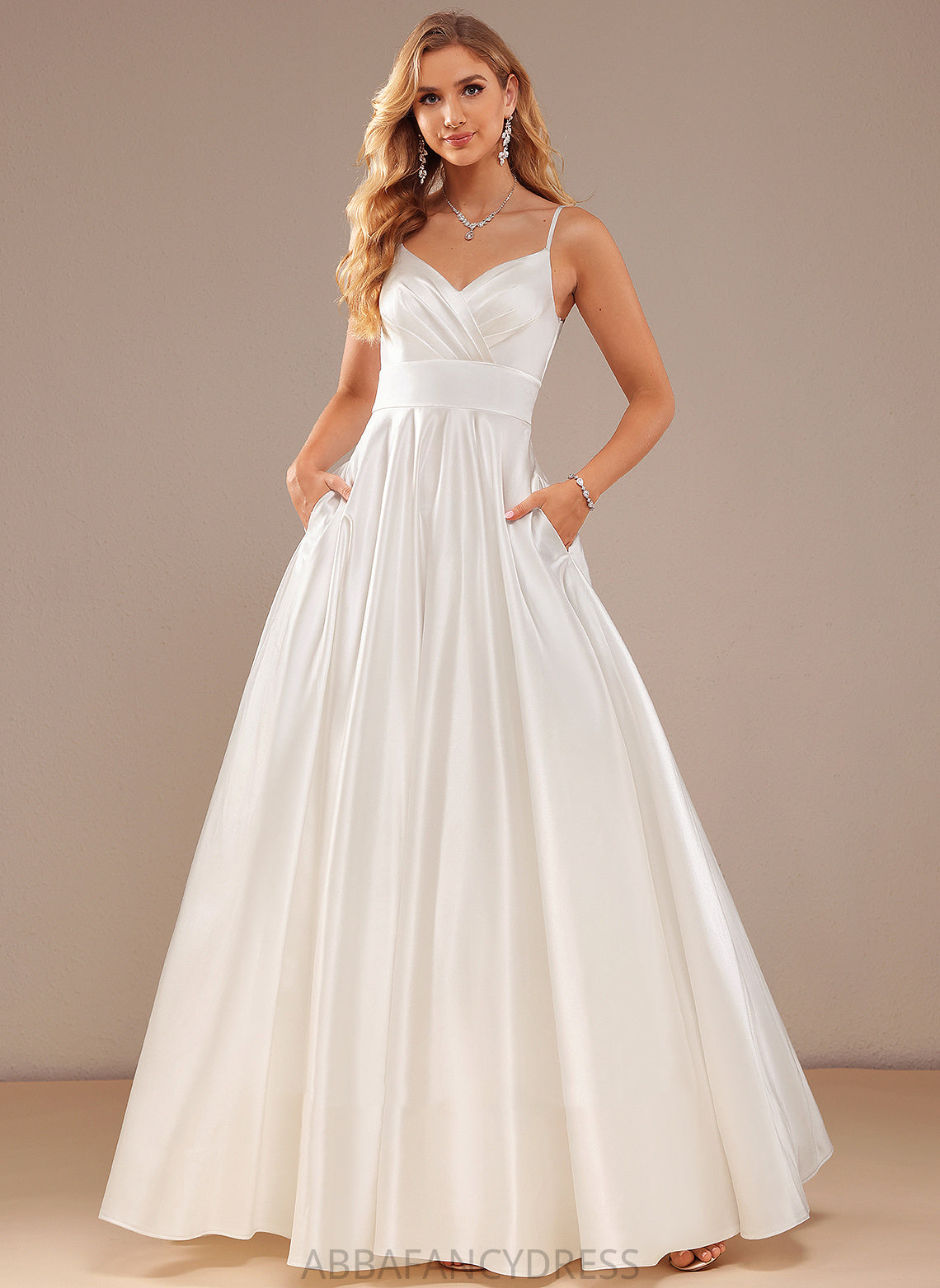 Wedding Dresses Wedding V-neck Ball-Gown/Princess Dress Satin Jaycee Floor-Length