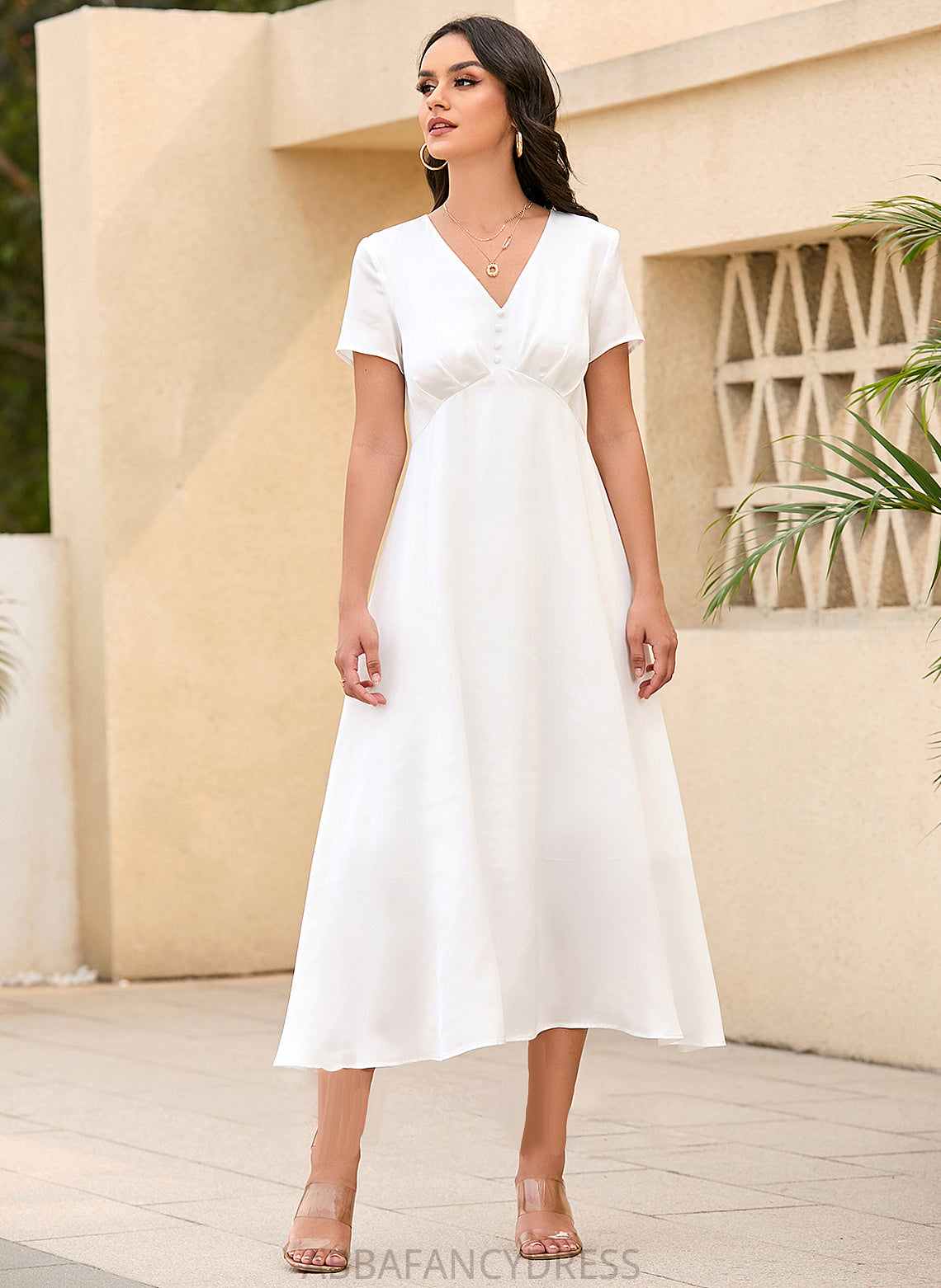 Wedding Dresses Dress A-Line Aryana V-neck Tea-Length Wedding