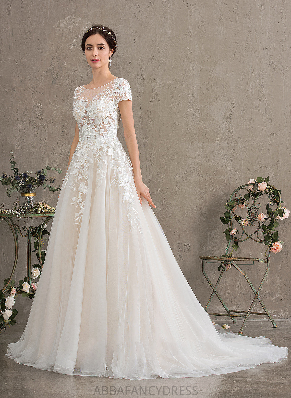 Dress Train Illusion Wedding Parker Tulle Wedding Dresses Ball-Gown/Princess Court