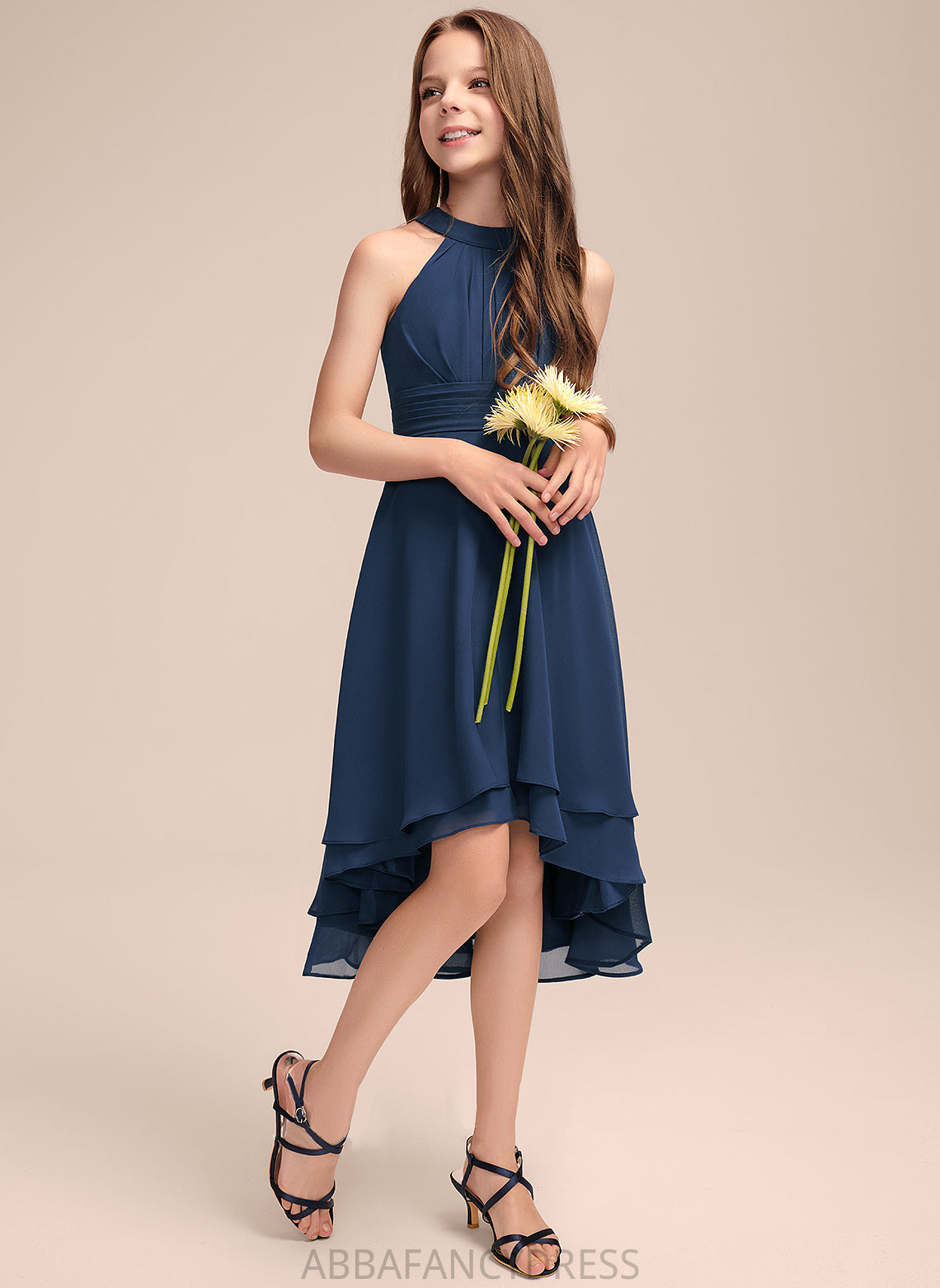 Scoop Asymmetrical Junior Bridesmaid Dresses Addyson With Neck A-Line Chiffon Ruffles