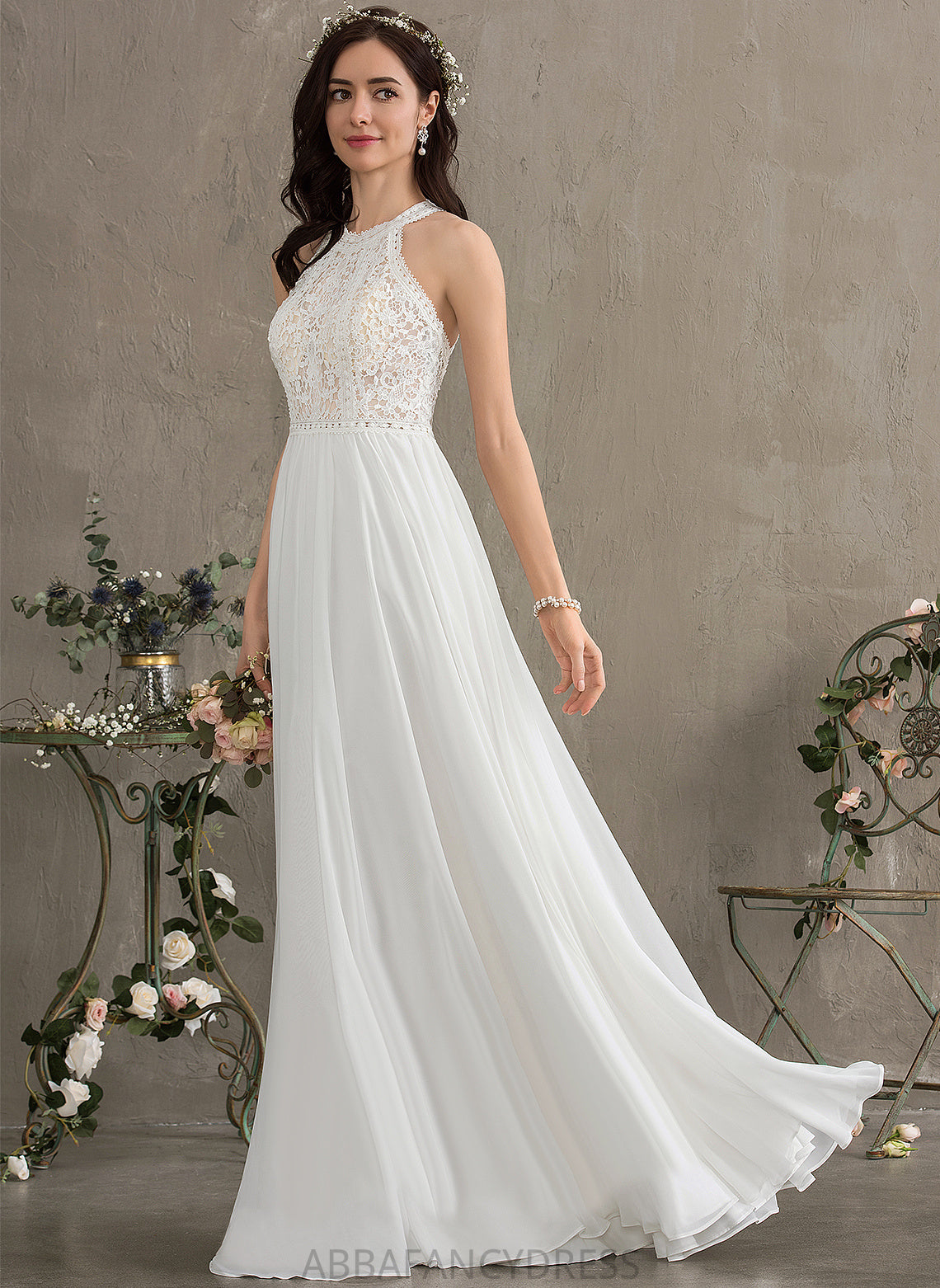 Lace Wedding Chiffon A-Line Marie Floor-Length Wedding Dresses Dress