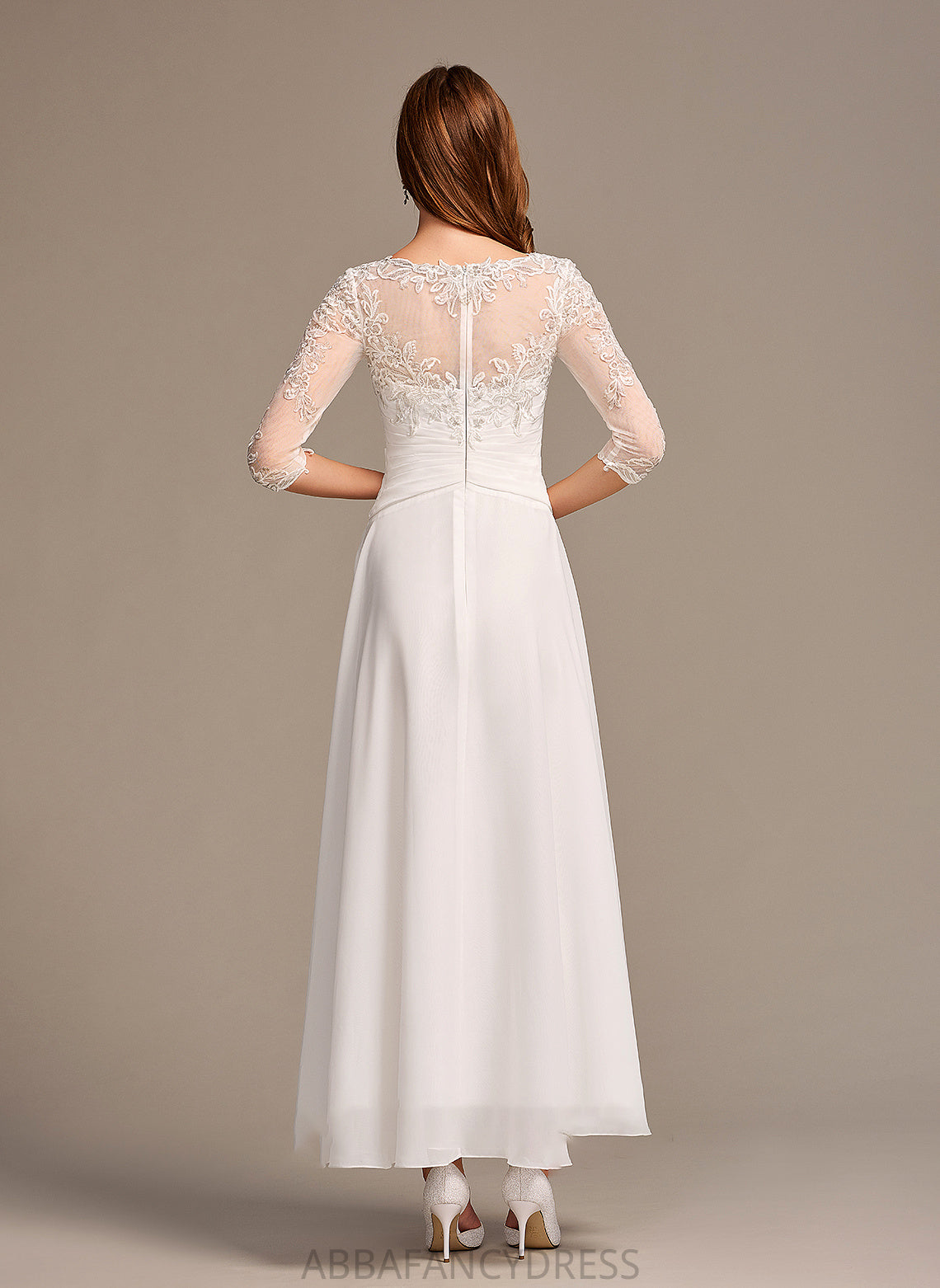 Mavis Lace Dress With A-Line Wedding Illusion Wedding Dresses Asymmetrical