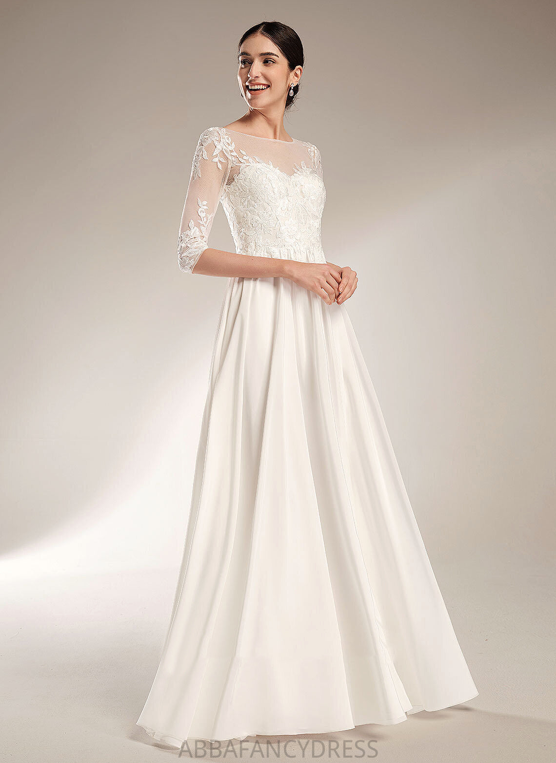 Sweep Dress Chiffon Train Sequins Illusion Maddison Wedding Dresses Wedding With A-Line