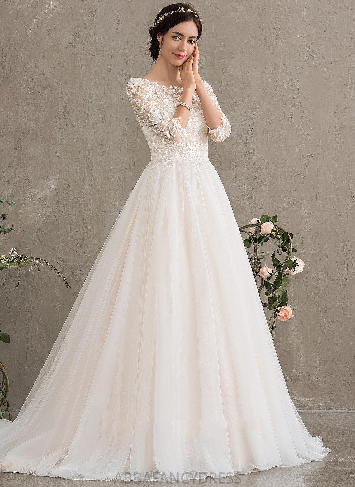 Scoop Neck With Wedding Dresses Giana Court Ball-Gown/Princess Sequins Dress Lace Tulle Train Wedding