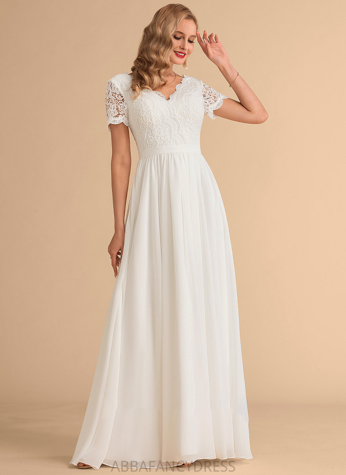 Wedding V-neck Alexandra Wedding Dresses Dress A-Line Lace Chiffon Floor-Length