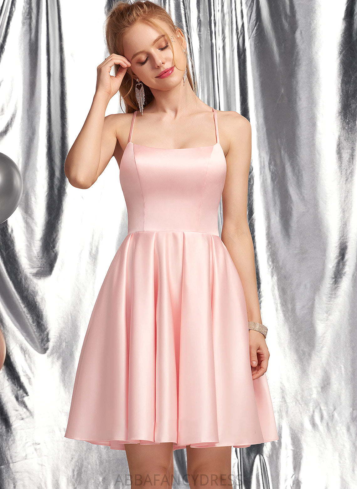 Kinsley Short/Mini A-Line Prom Dresses Square Neckline Satin