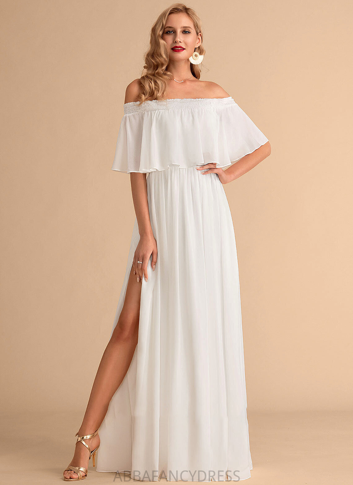 Makenzie With A-Line Chiffon Dress Wedding Front Floor-Length Wedding Dresses Split