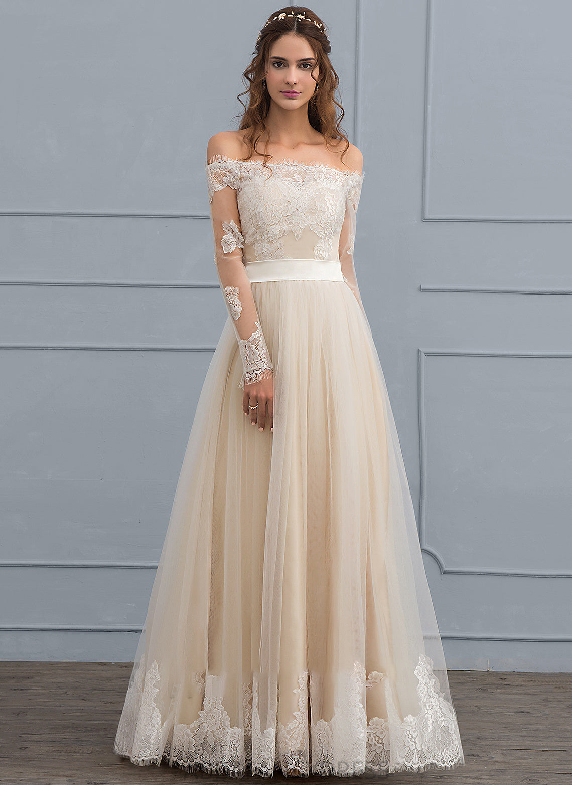 Tulle Lace Wedding Dresses A-Line Moriah Floor-Length Dress Wedding