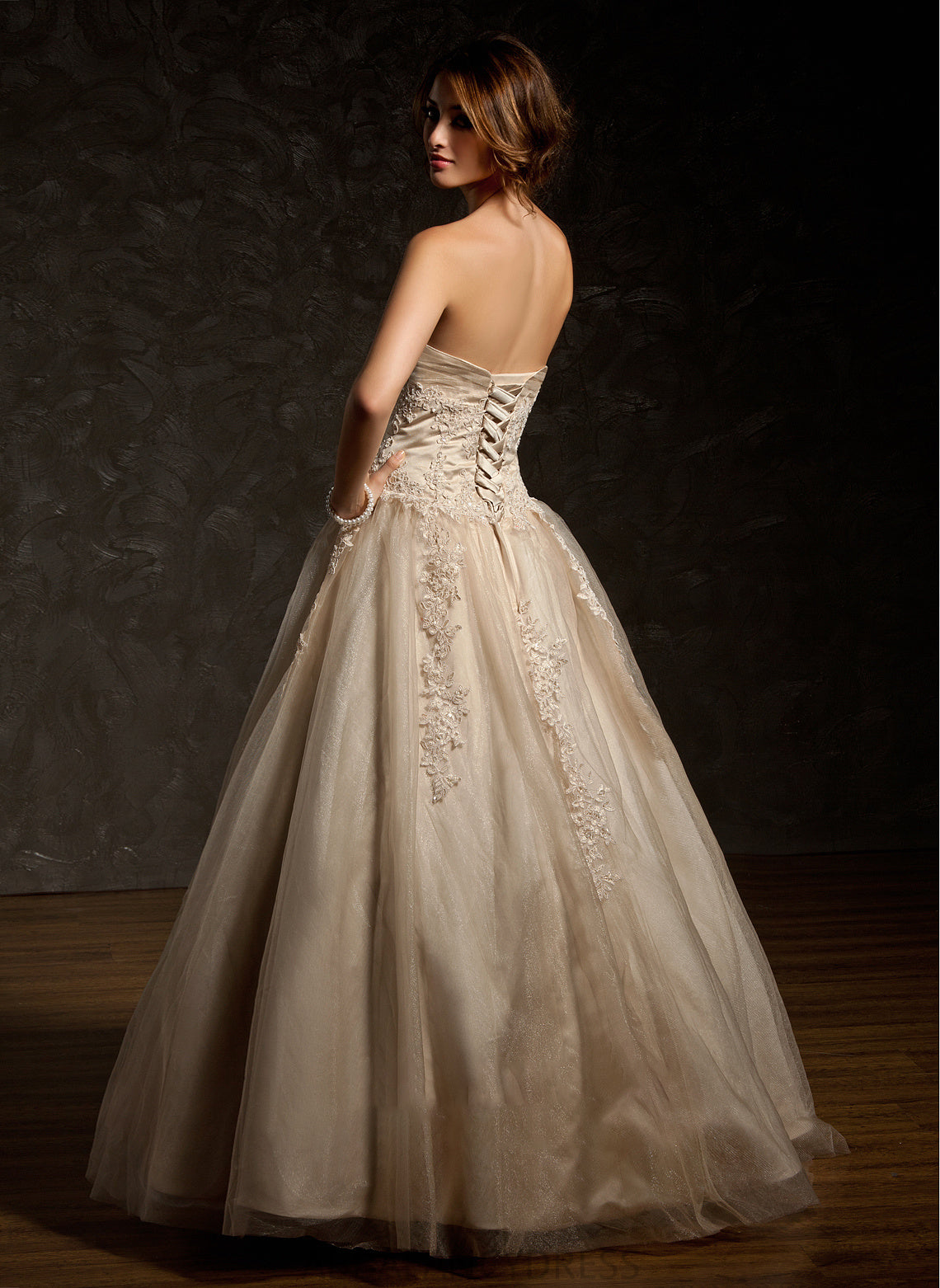 Ruffle Floor-Length Sweetheart Lace Ball-Gown/Princess Sequins Adison Beading With Prom Dresses Tulle Appliques