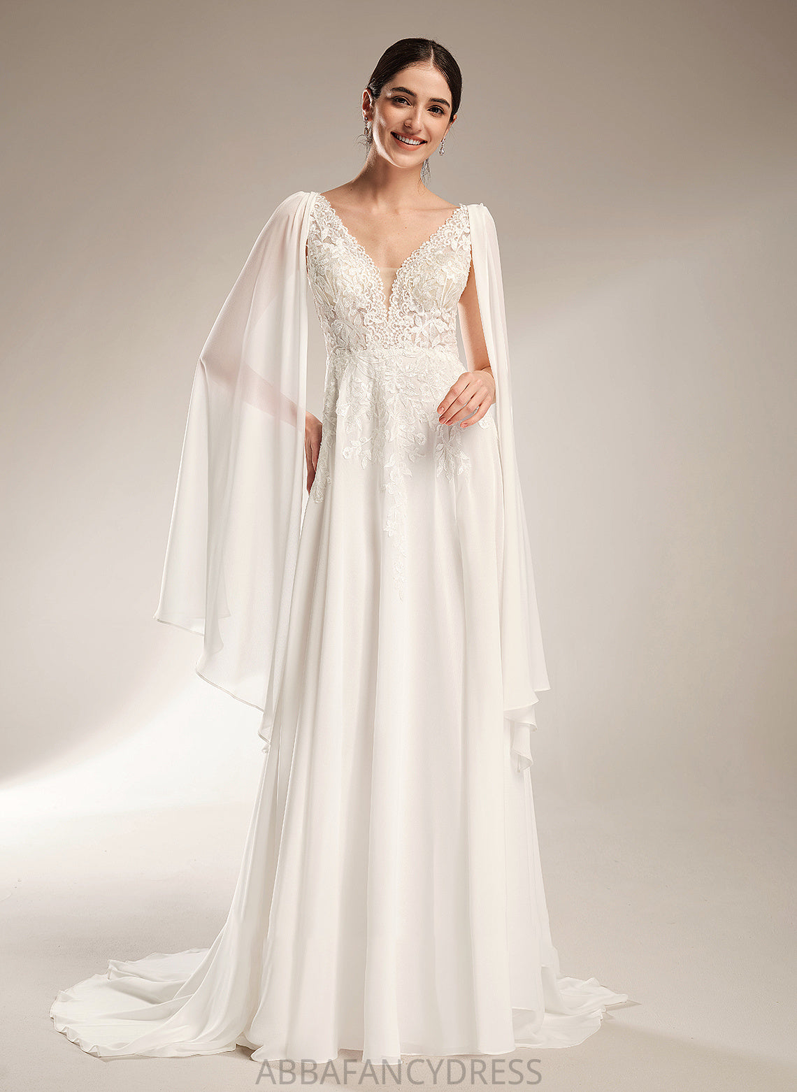 Sequins With Train Wedding Dresses Court Dress Wedding V-neck Aiyana A-Line