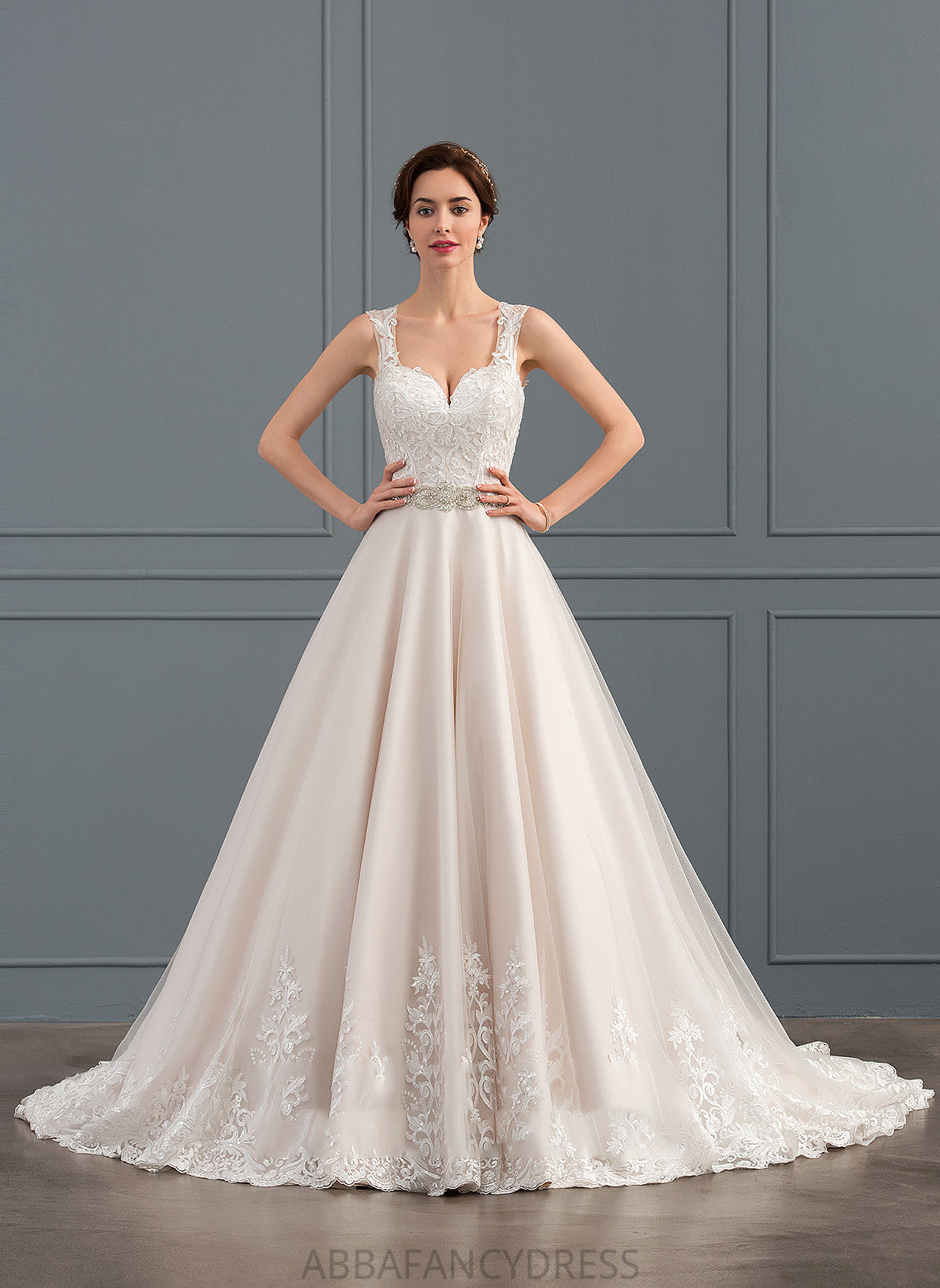 Ball-Gown/Princess Wedding Dresses Train Dress With Tulle Beading Wedding Lace Aliza Sweetheart Court