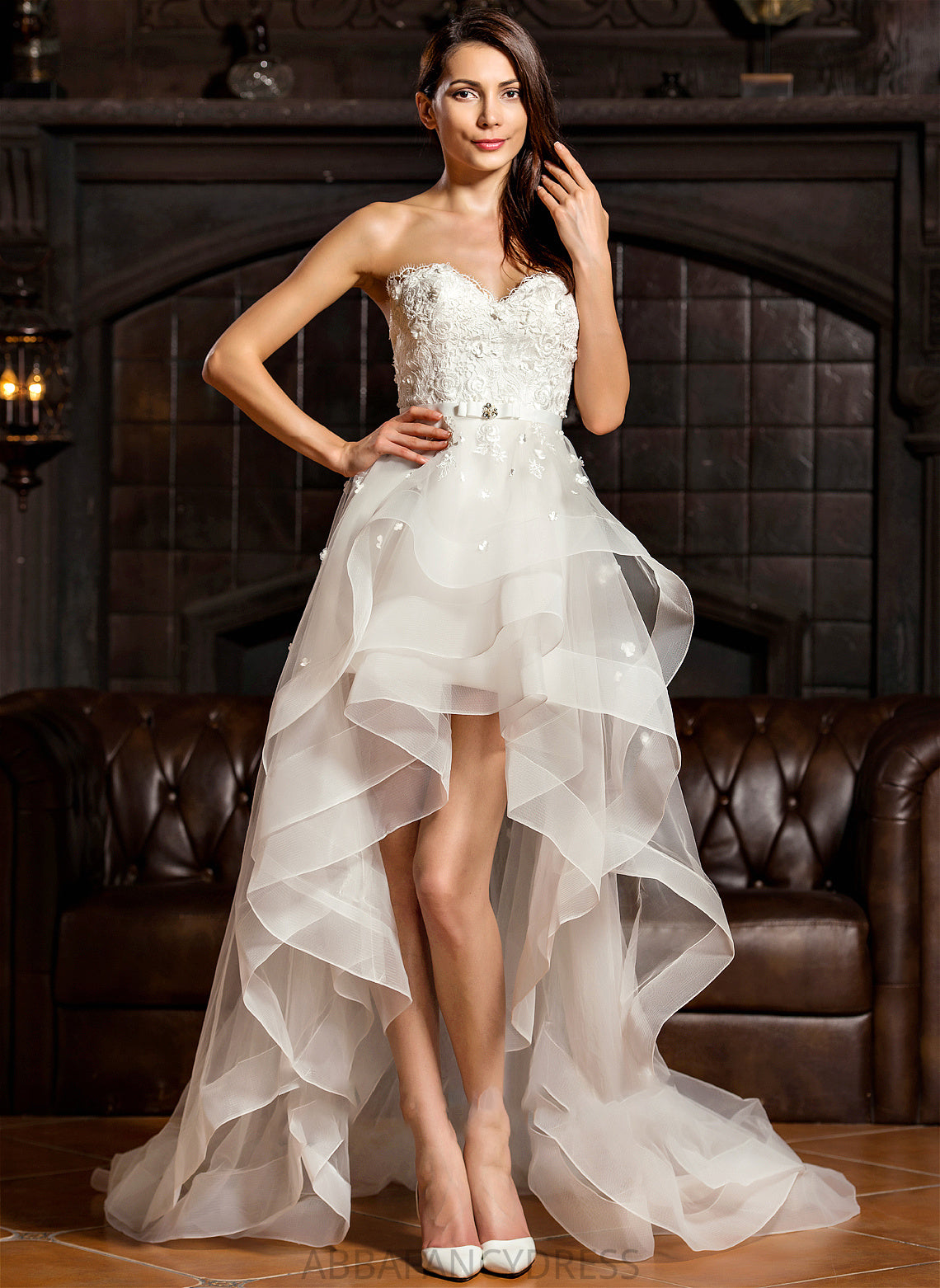 Wedding Dresses Denisse Tulle Sweetheart Asymmetrical Bow(s) With Wedding A-Line Beading Dress