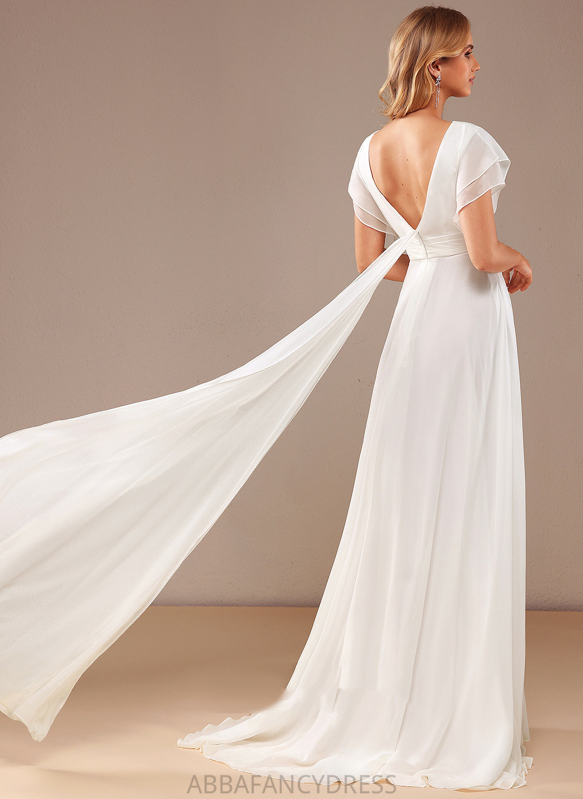 Chiffon Dress Sweep Scoop Mckenzie A-Line Wedding Dresses Train Wedding With Beading Neck