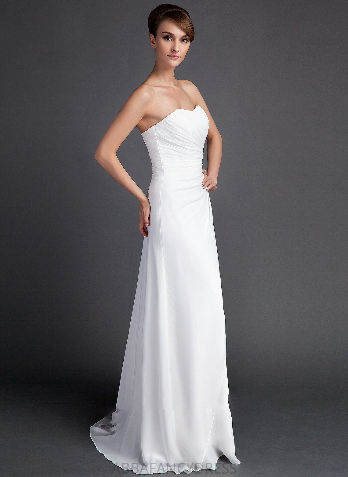 Dress Wedding Dresses Ruffle With Sheath/Column Sweetheart Wedding Chiffon Train Sweep Madalyn