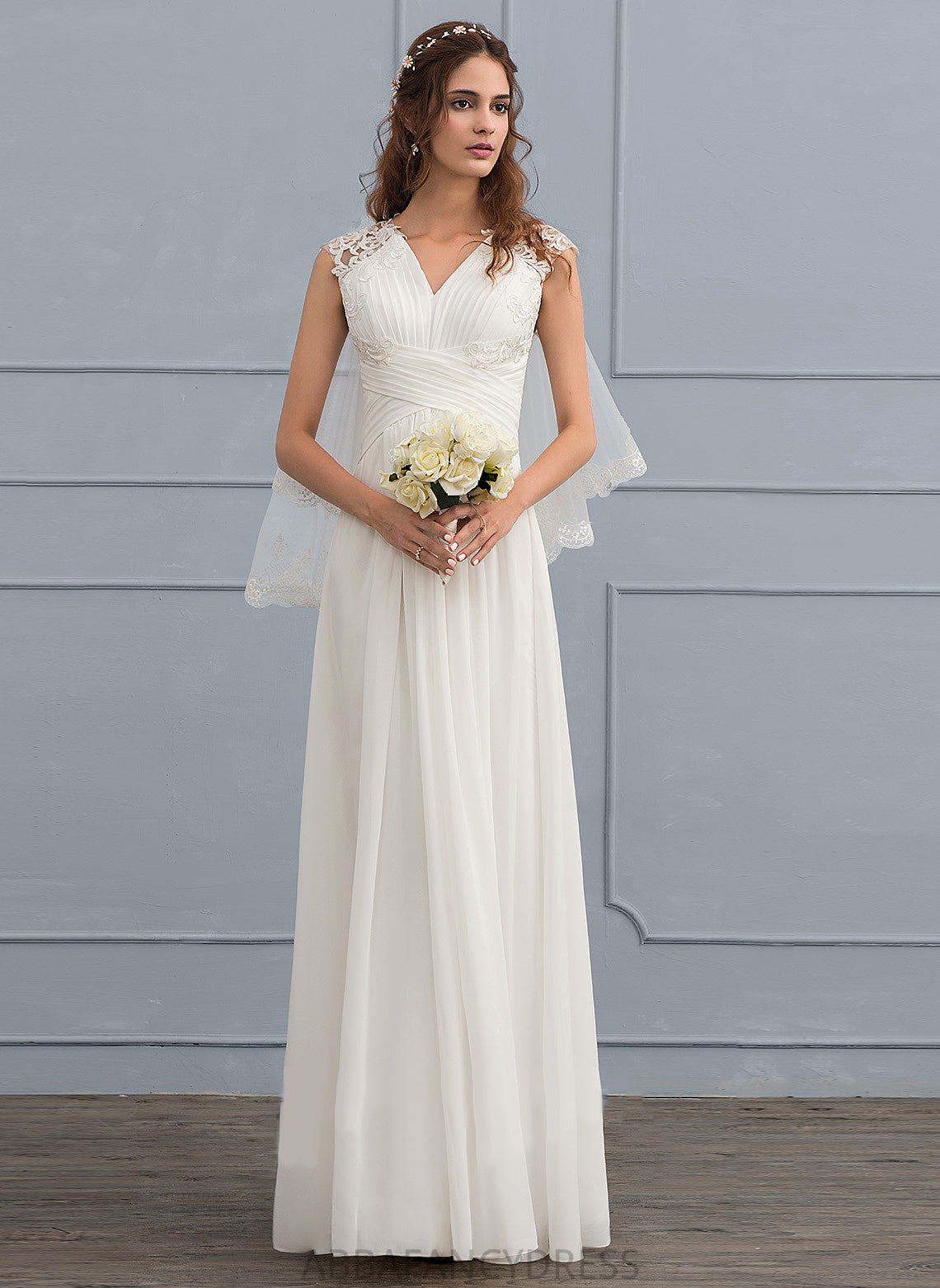 Sweetheart Nadine Wedding Dresses With A-Line Wedding Ruffle Chiffon Floor-Length Lace Dress