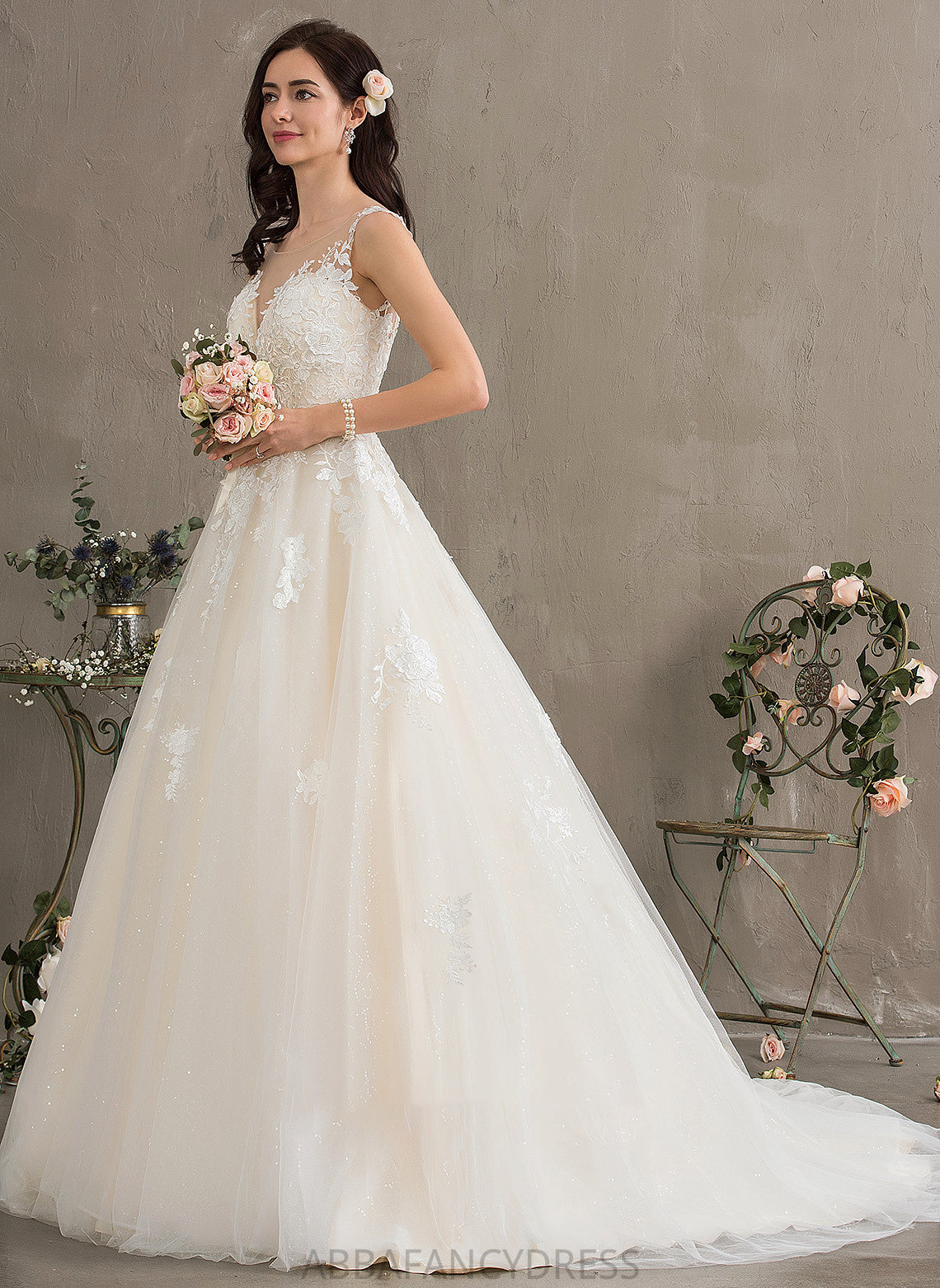 Tulle Dress Court Kiersten Wedding Illusion Wedding Dresses Ball-Gown/Princess Train