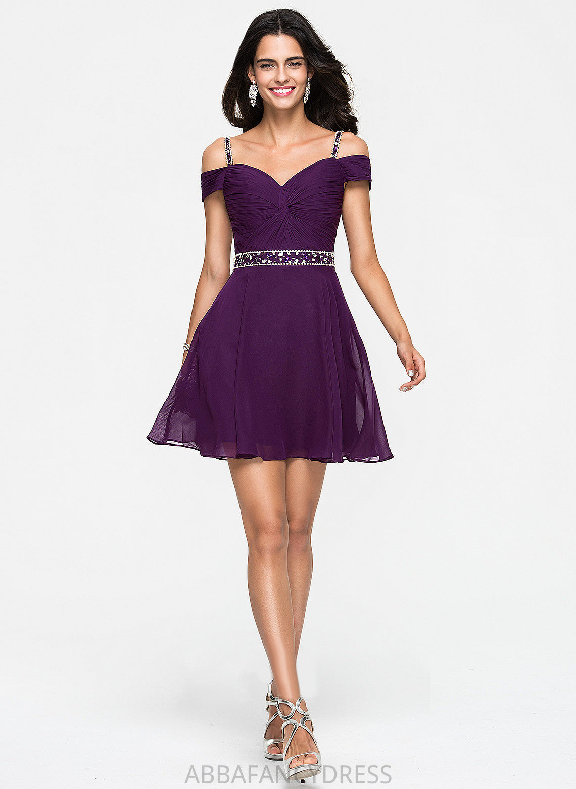 Homecoming Short/Mini Homecoming Dresses Sweetheart Chiffon Beading With Dress Sequins Nadia A-Line