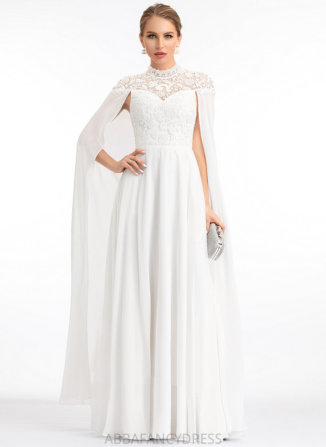 Neck Dress Chiffon Kira Wedding High Lace Floor-Length A-Line Wedding Dresses